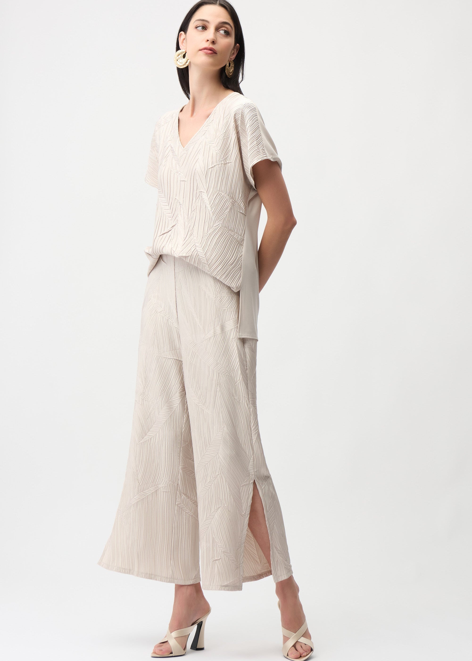 Pleated Satin Pull-On Pant