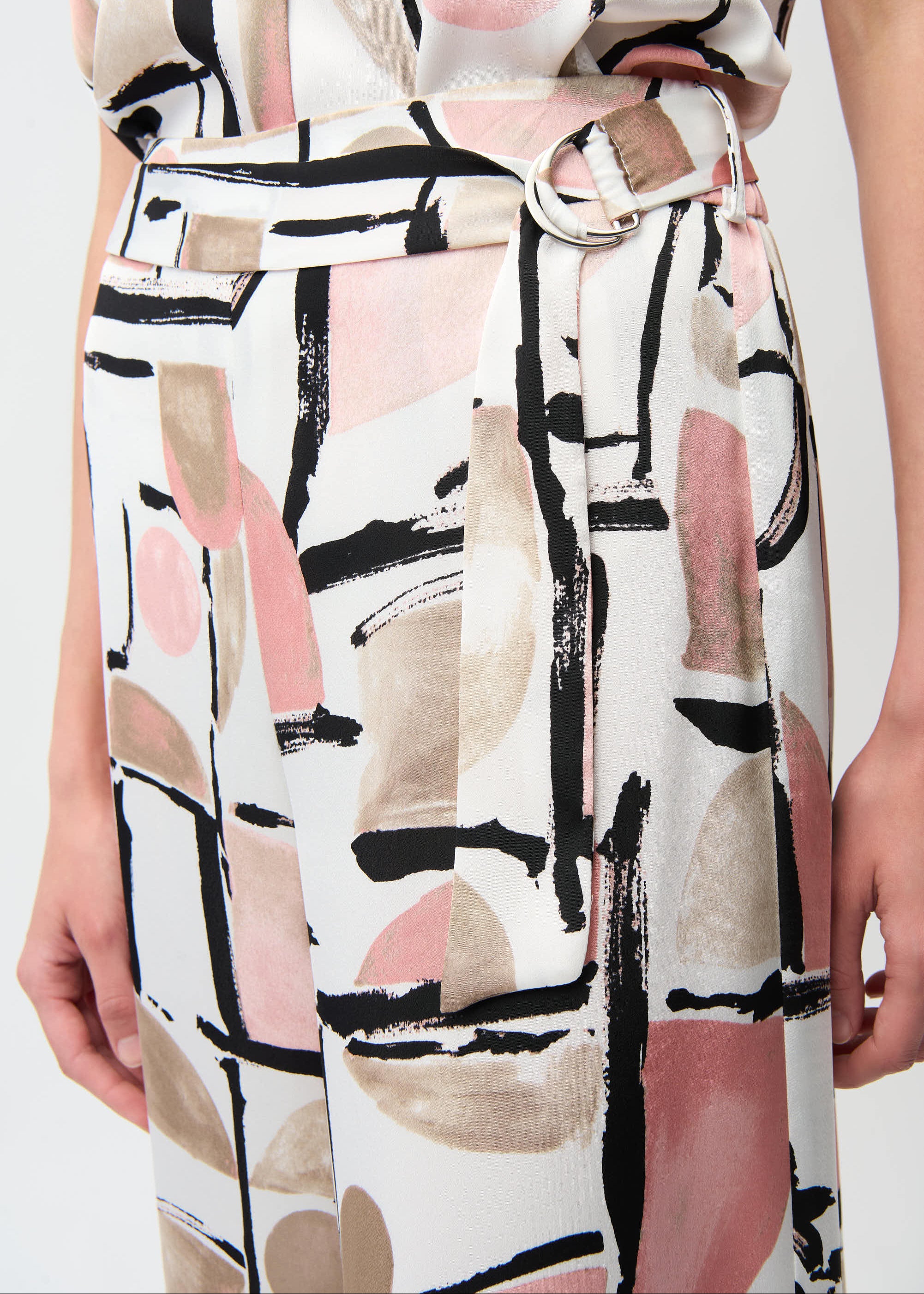 Abstract Print Wide Leg Pull-On Pants