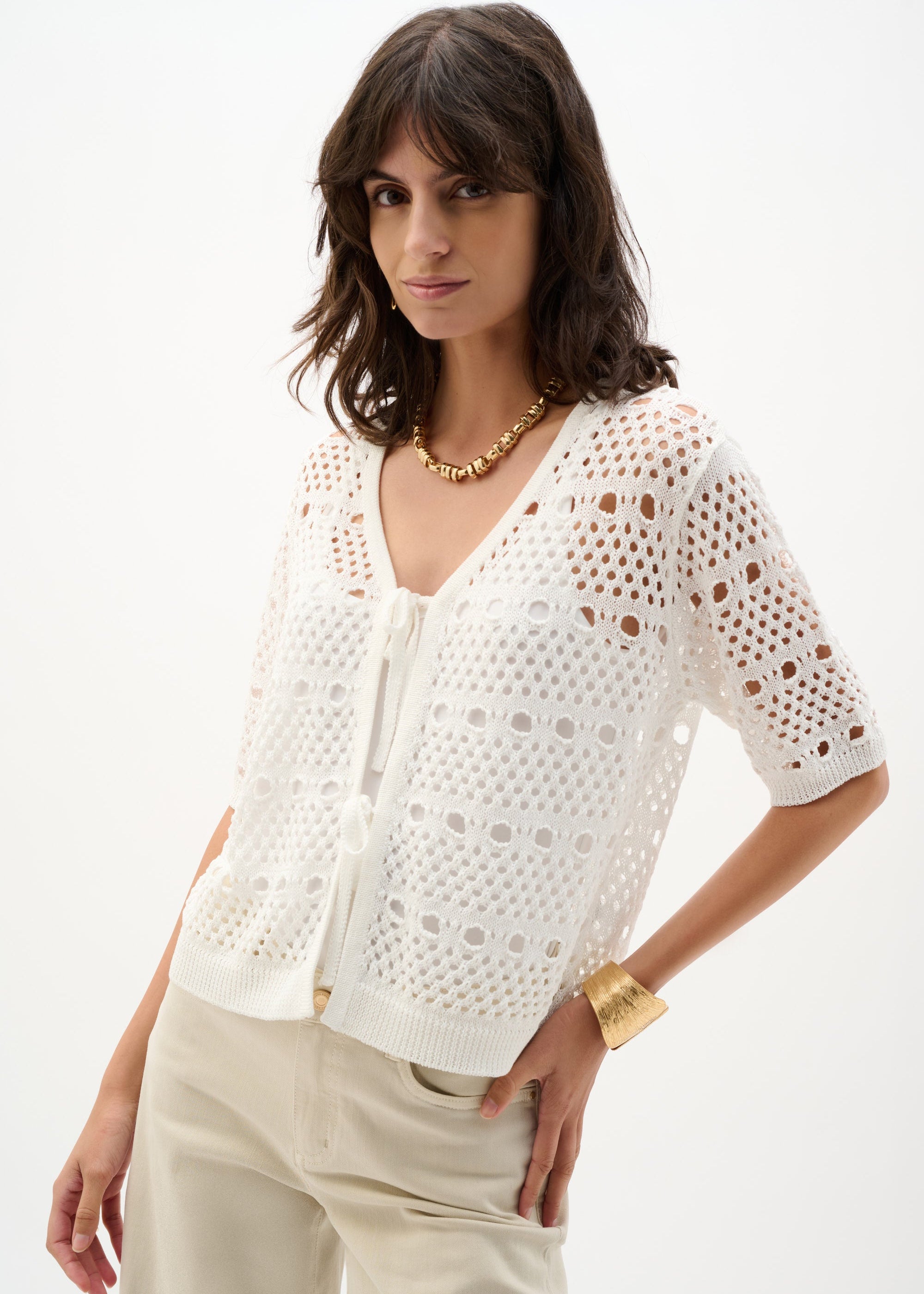 Knit Open-Stitch Cardigan