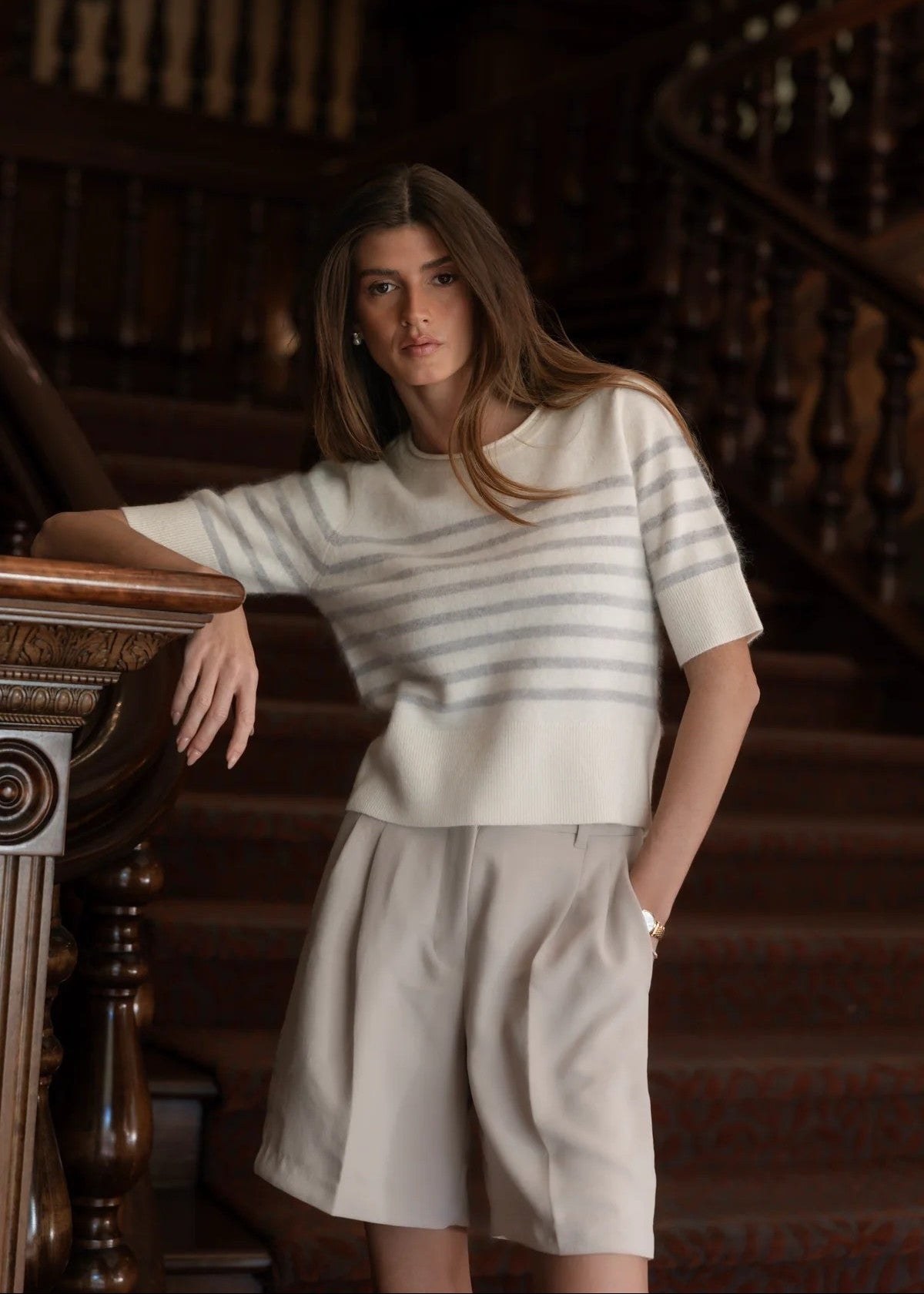 Reese Cashmere Striped Tee