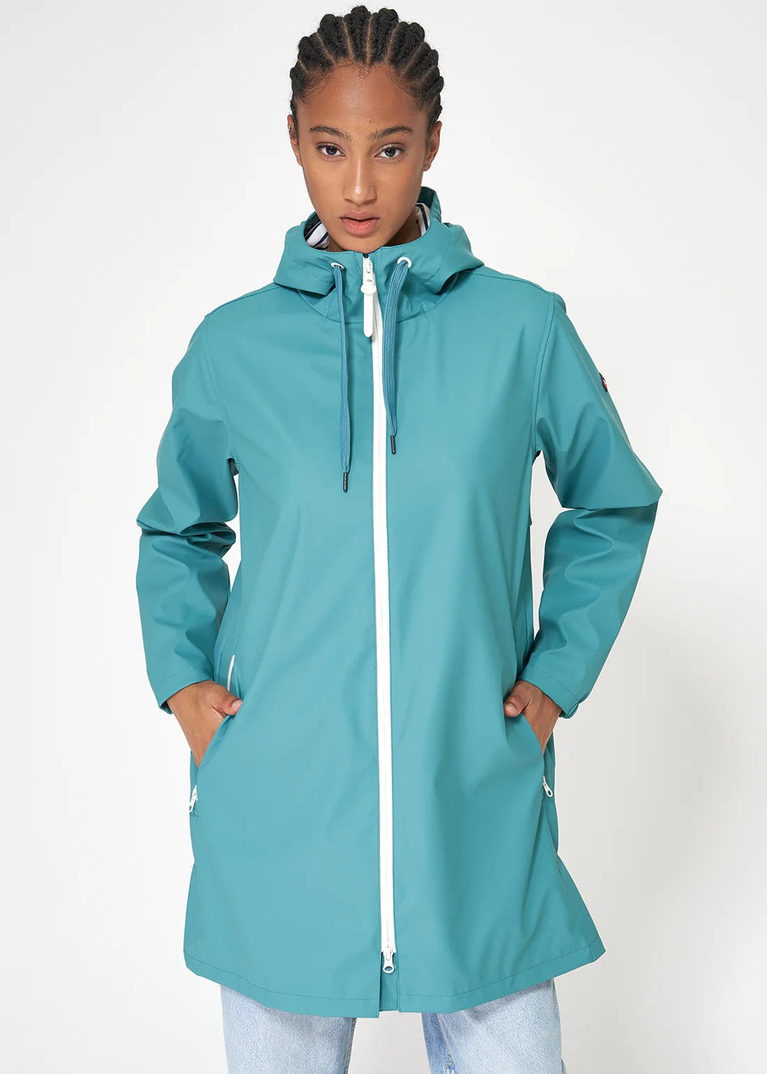 Raincoat with Striped Lining - "Teal"