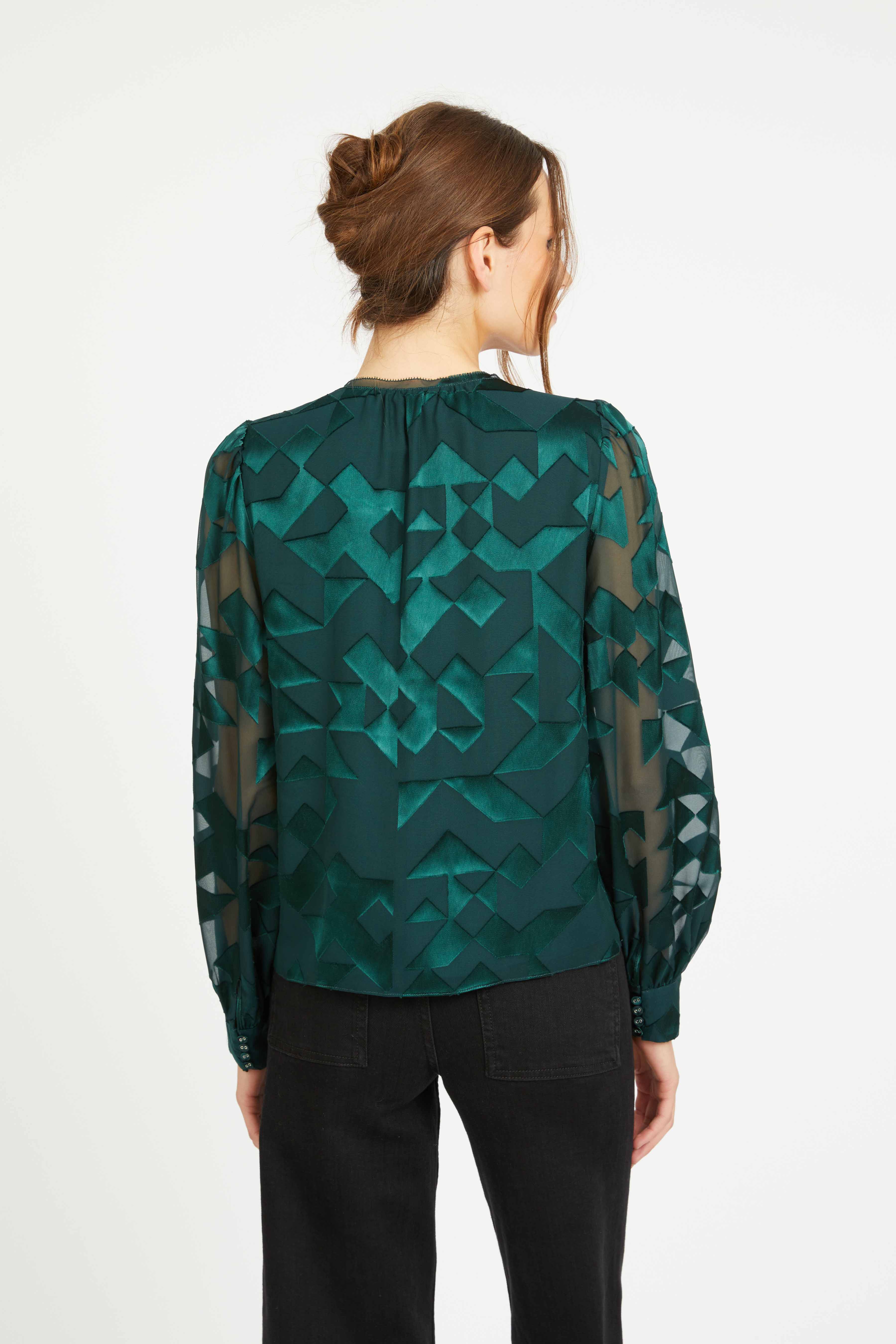 Ruby Top Silk Geo Burnout
