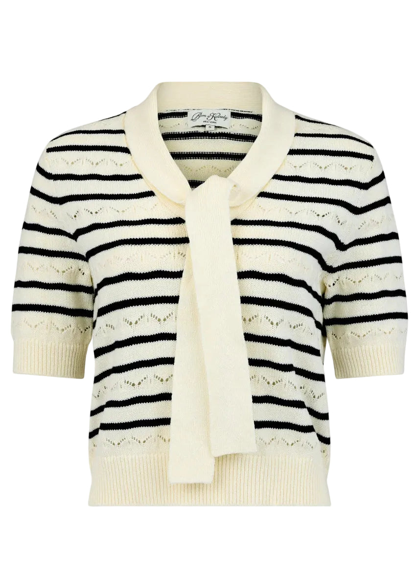 Elara Bow Tie Pointelle Tee