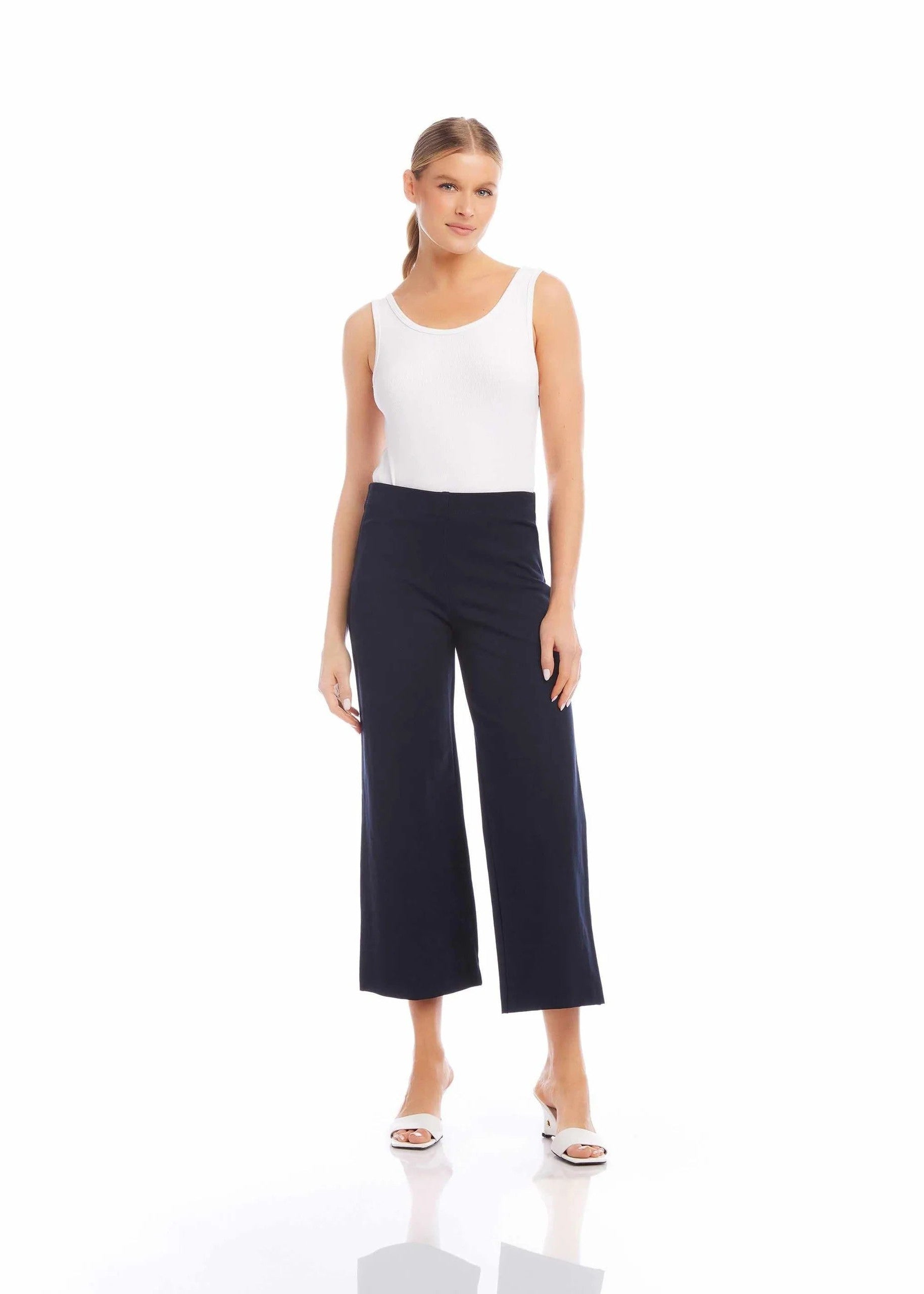 Wide-Leg Cropped Pant - Navy