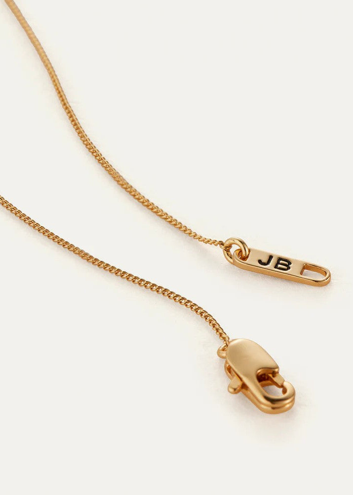 Gold necklace with a clasp on a white background