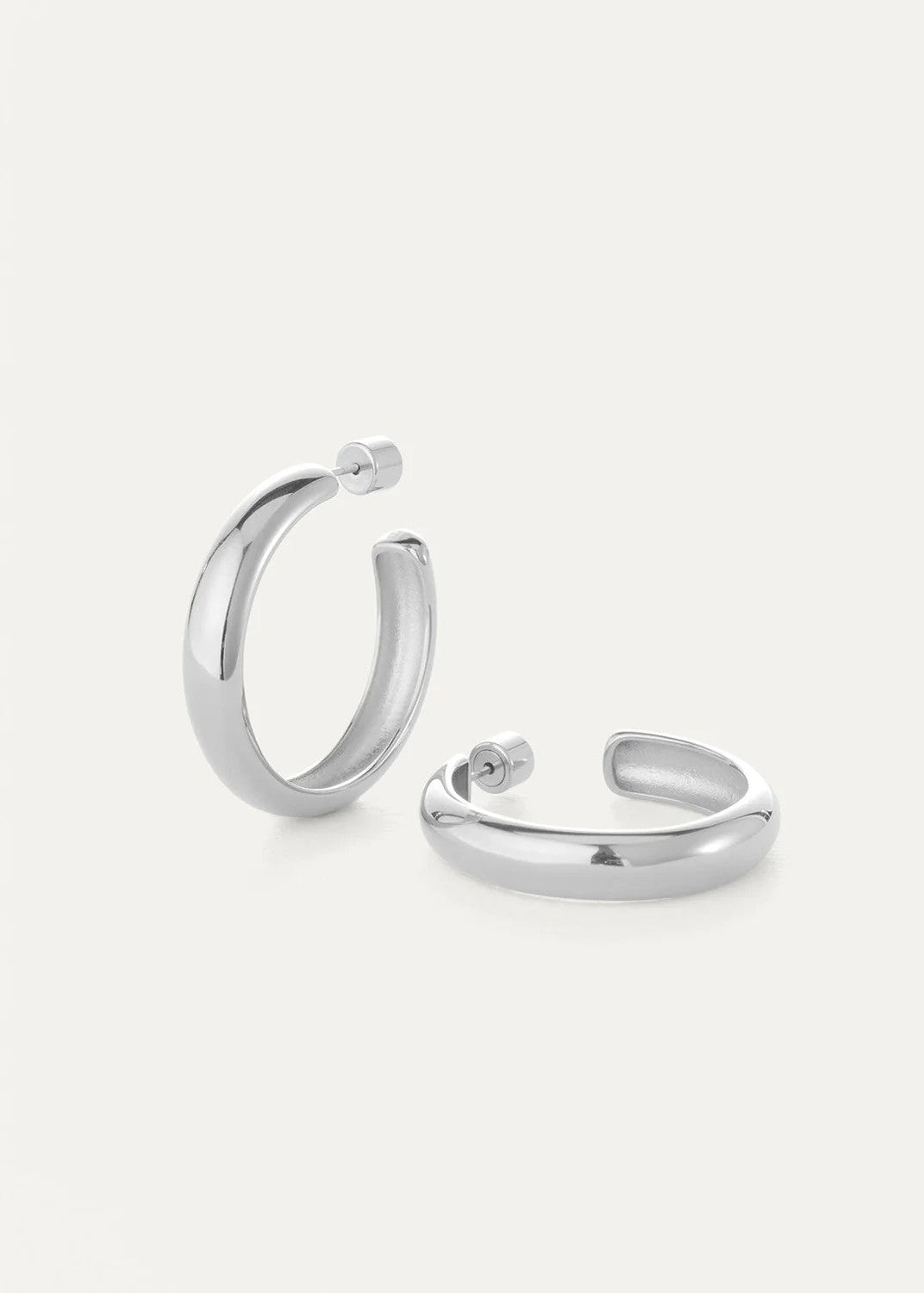 Large Staple Hoops - Platinum