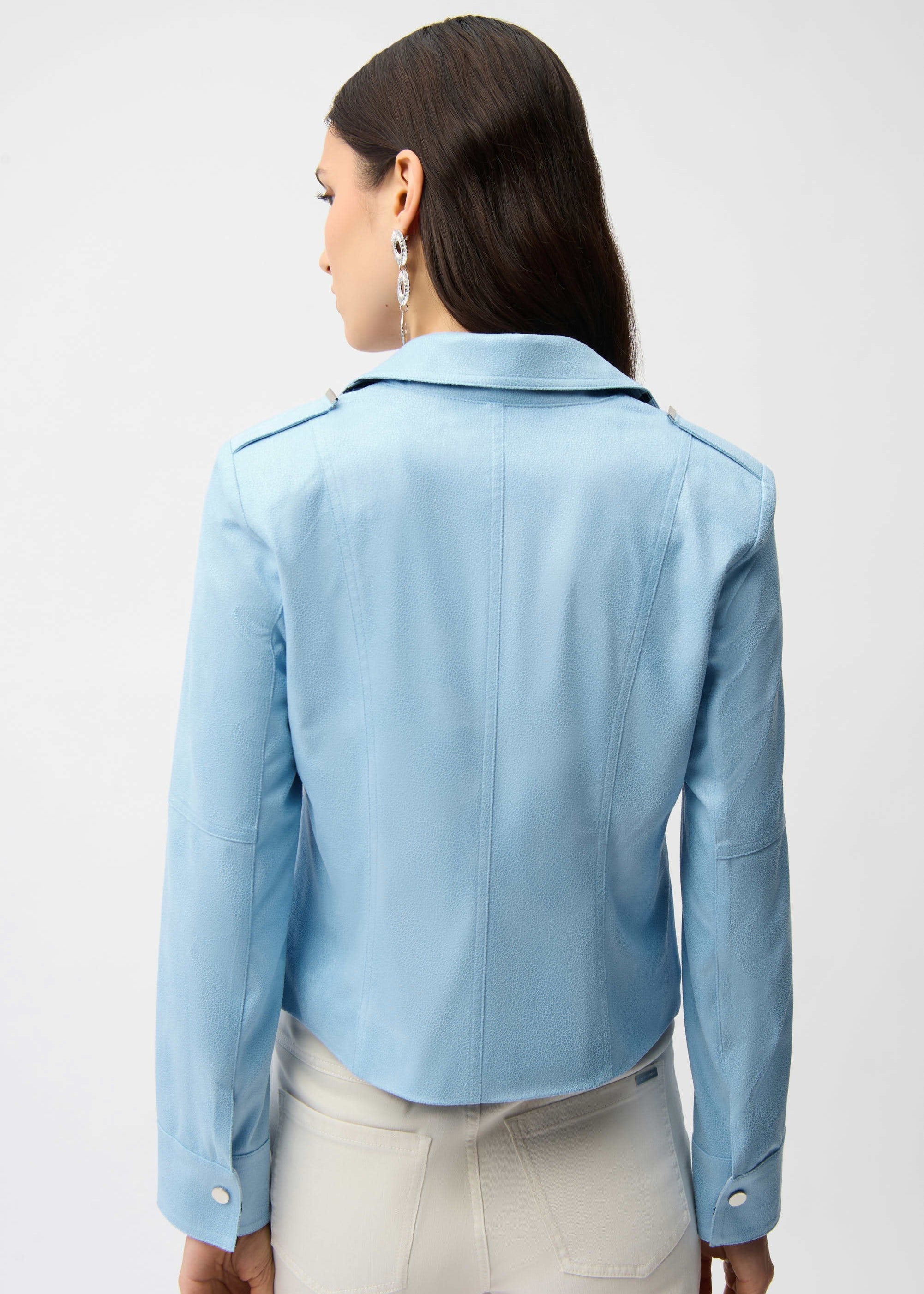 Foiled Faux Suede Fitted Jacket