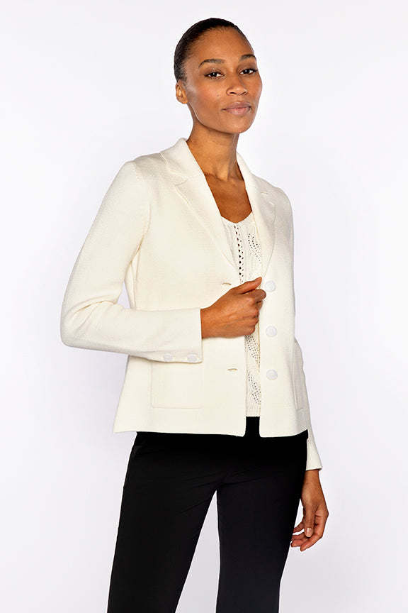 Fitted Notch Collar Cardigan