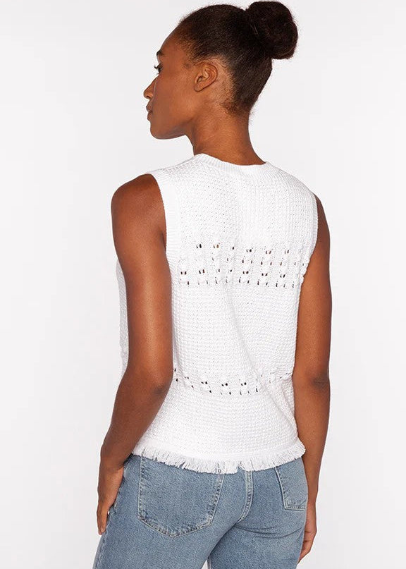Textured Fringe Sleeveless Crew