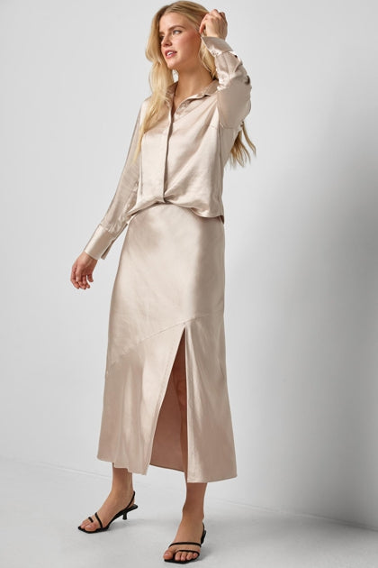 Satin Button Down Blouse