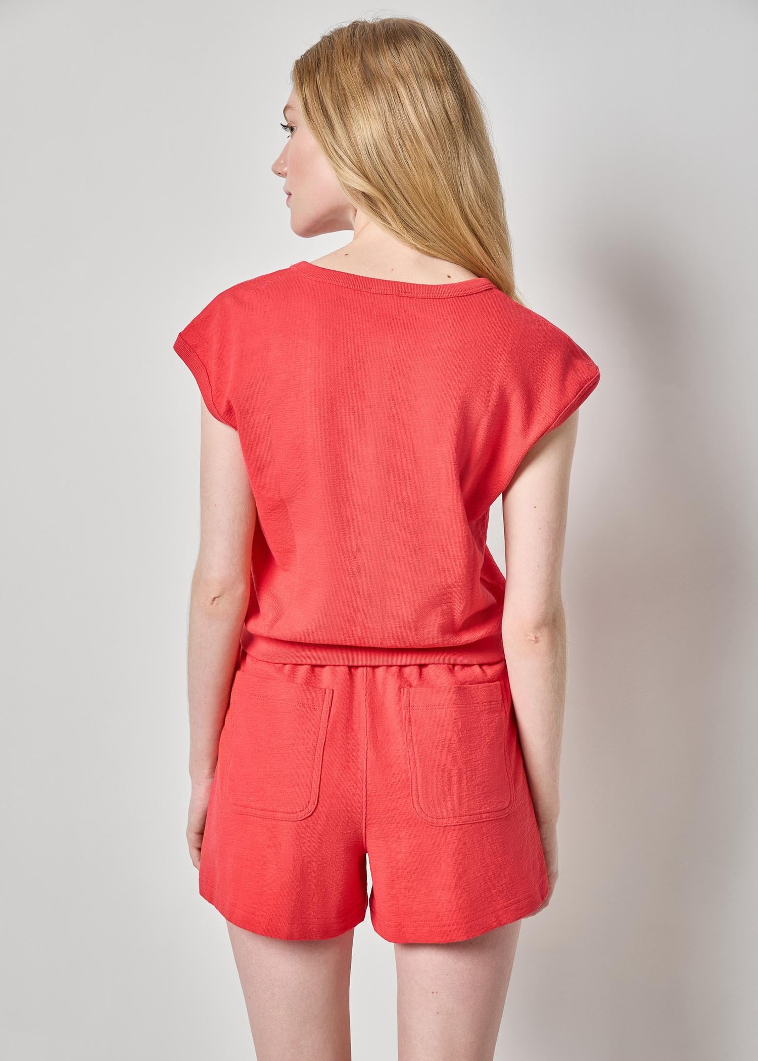 Textured Terry Sleeveless Cardigan - Zinnia