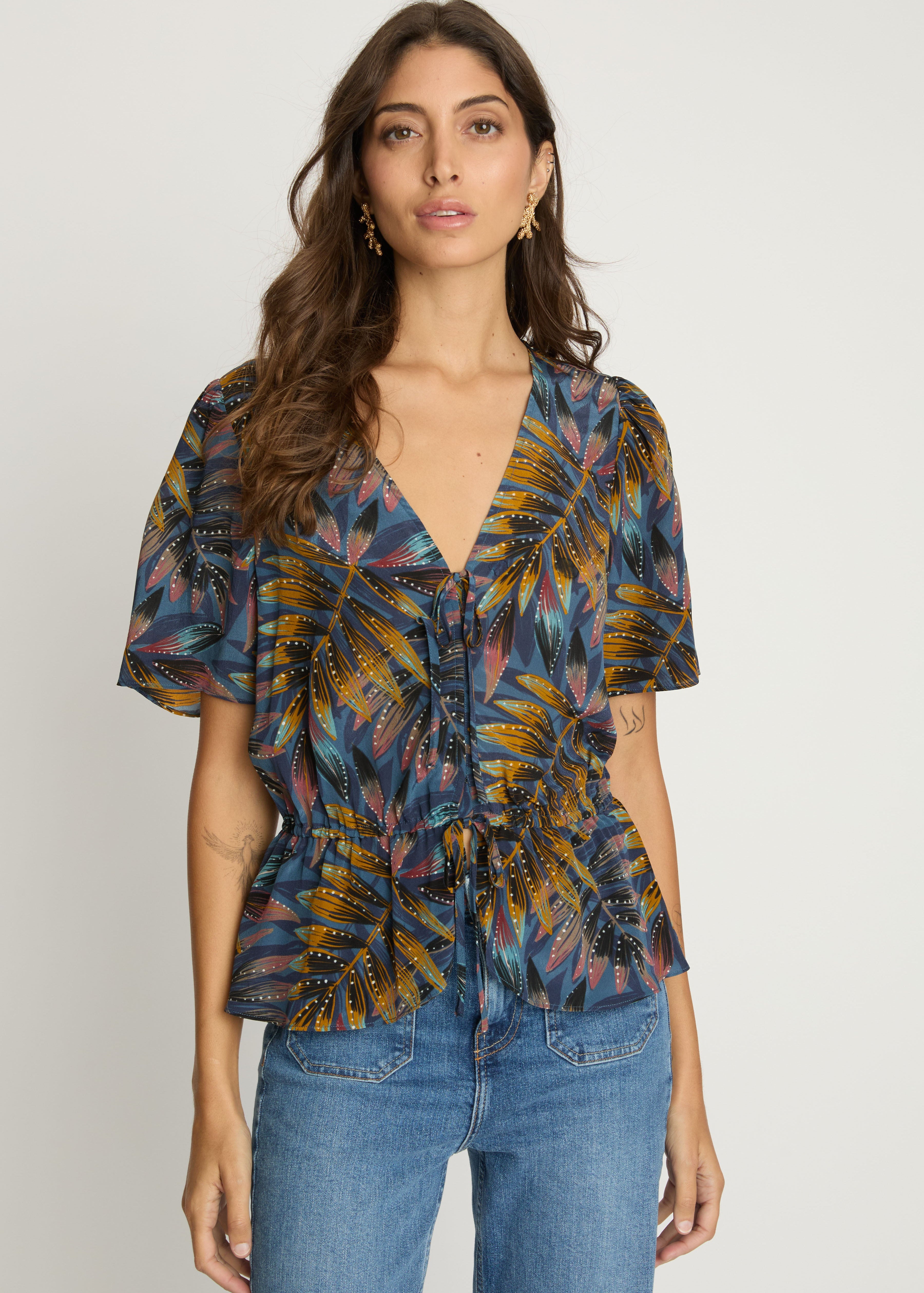 Woman in Print Top