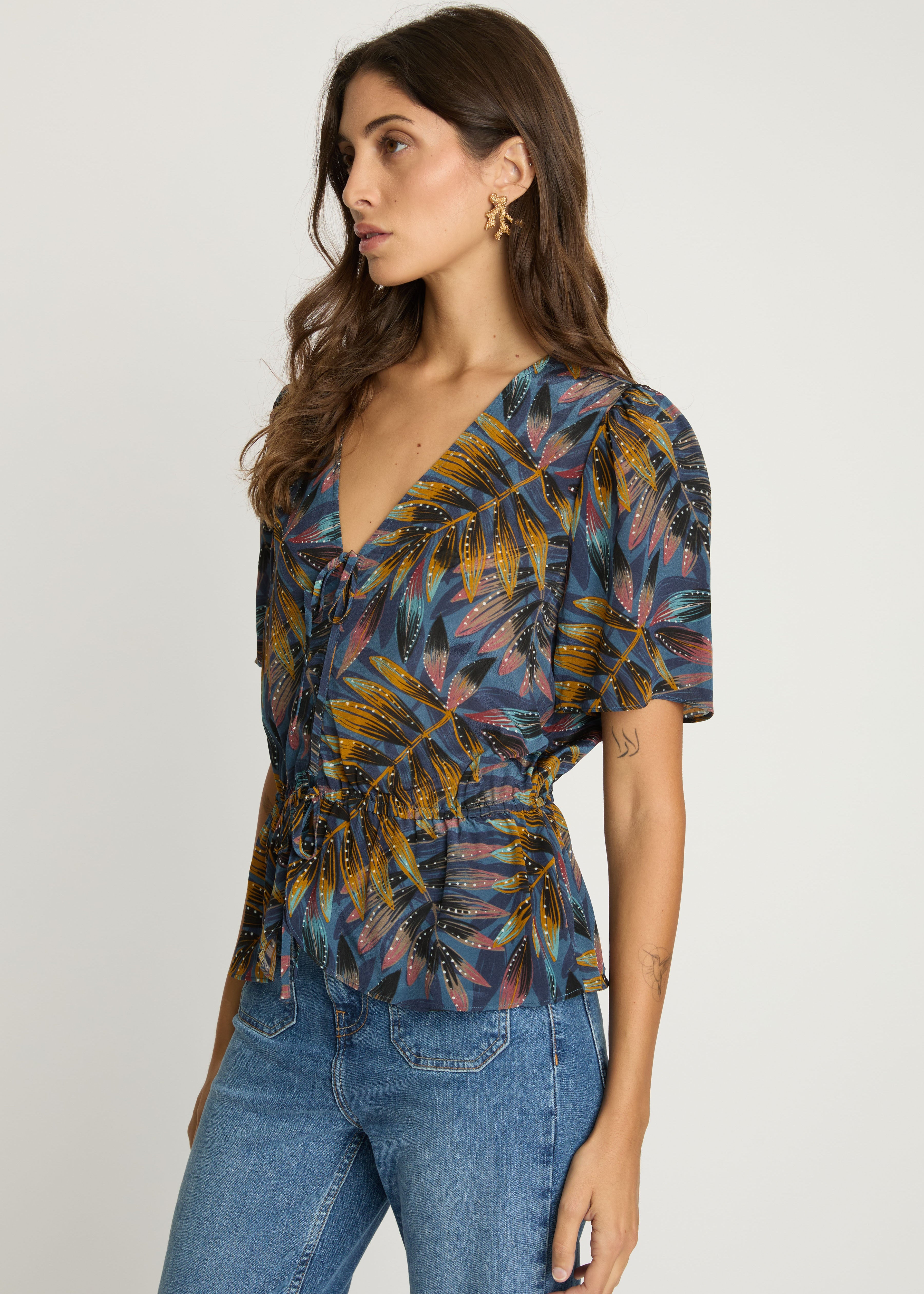 Woman in Print Top