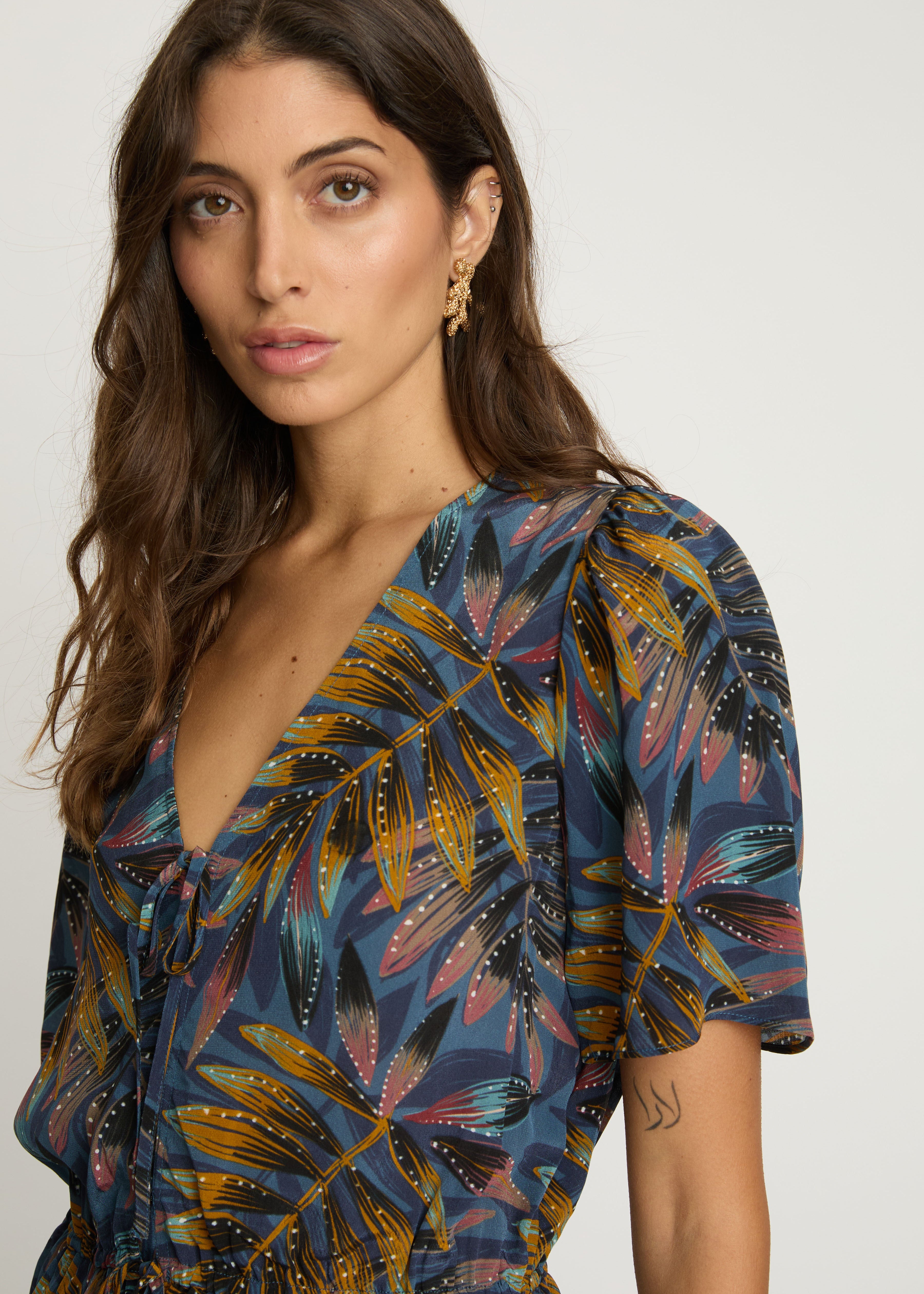 Woman in Print Top