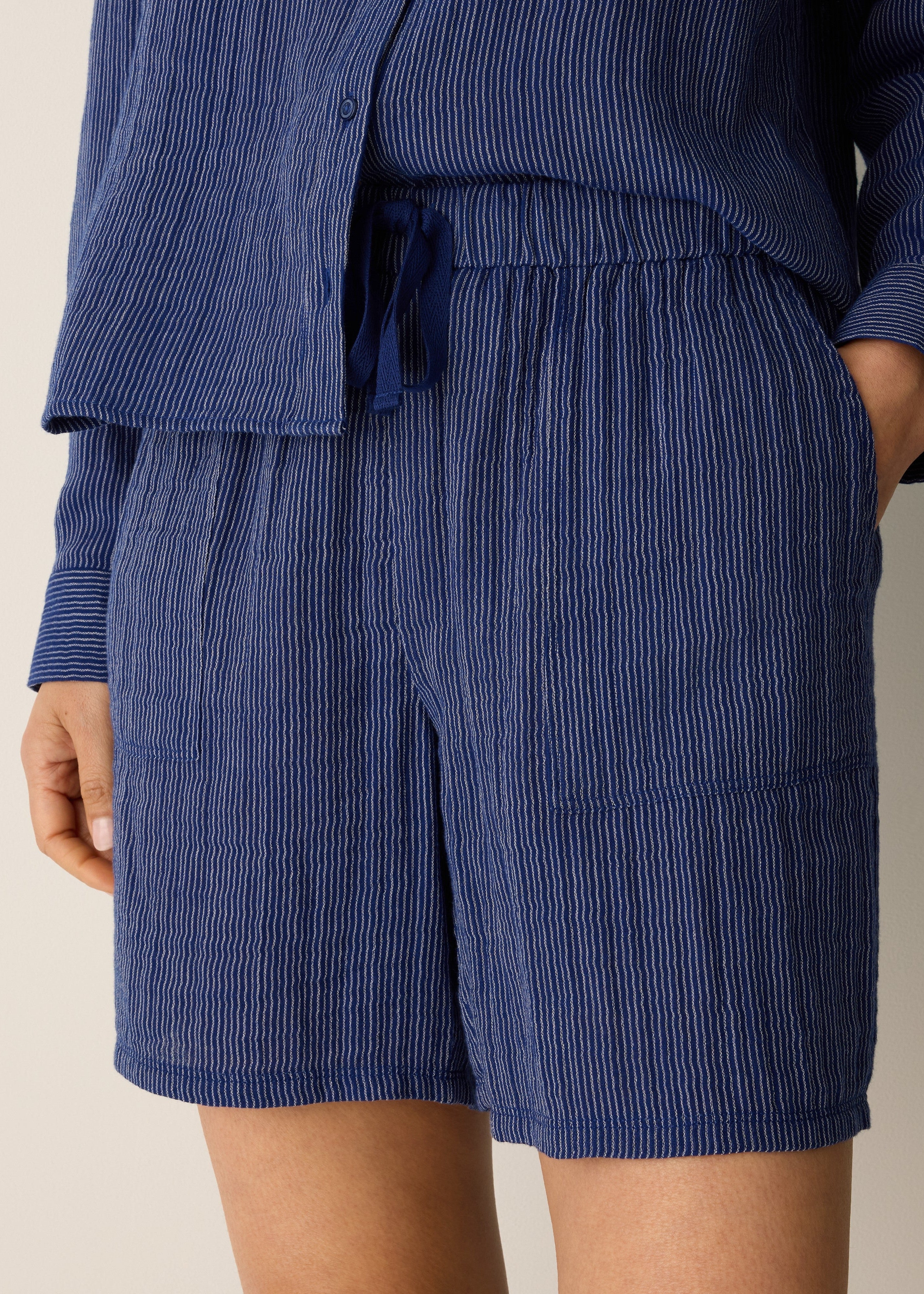 Striped Organic Cotton Gauze Walking Shorts