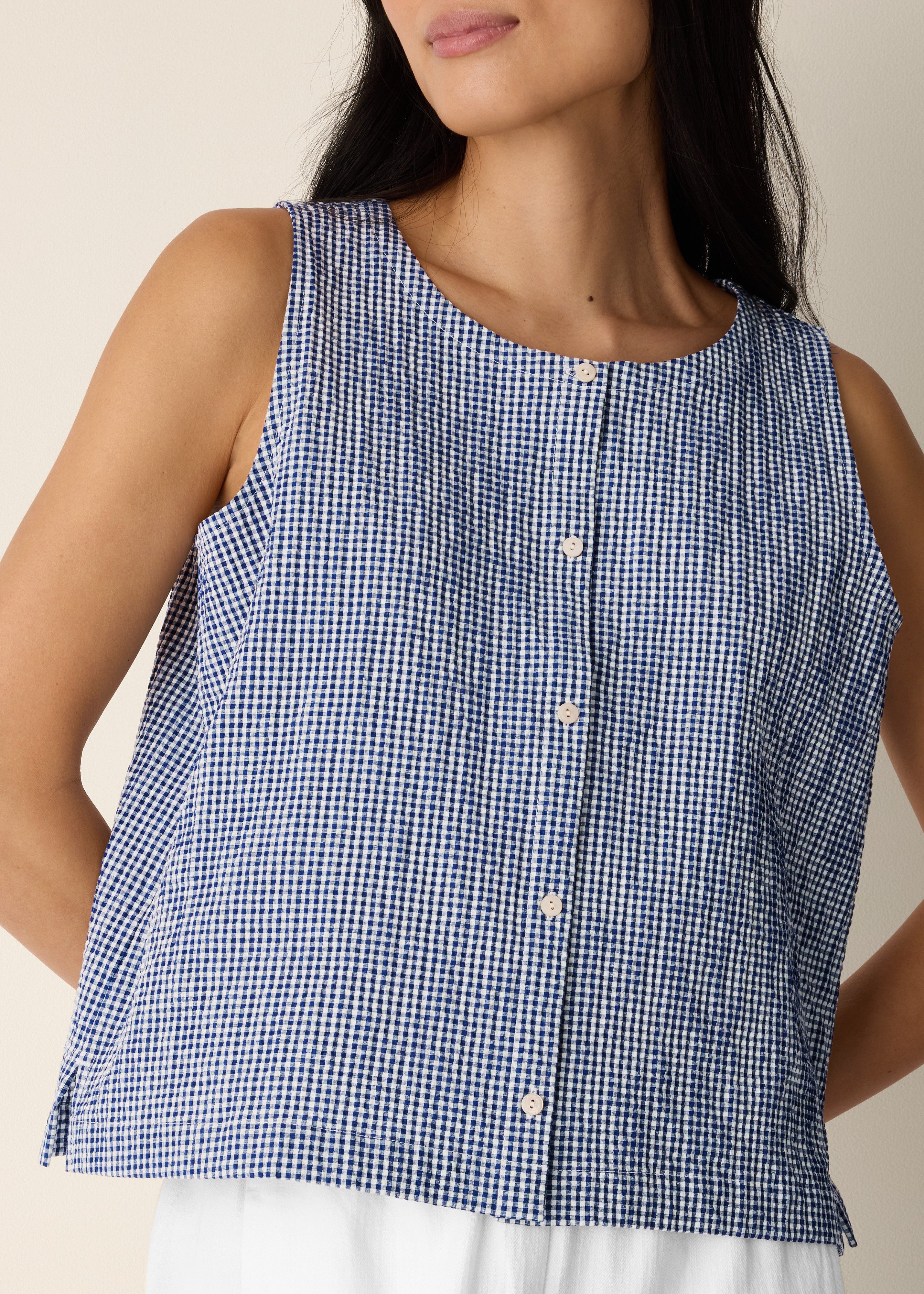 Organic Cotton Pucker Check Vest