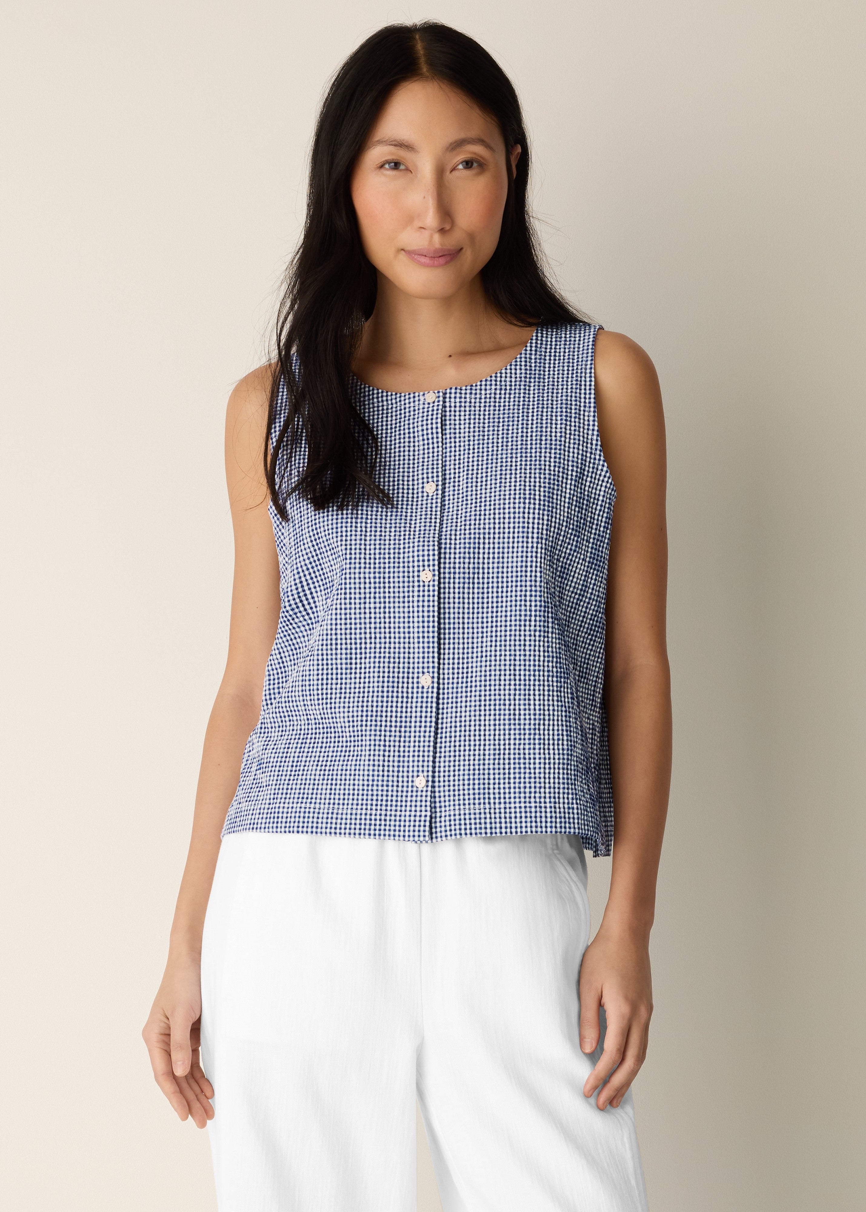 Organic Cotton Pucker Check Vest