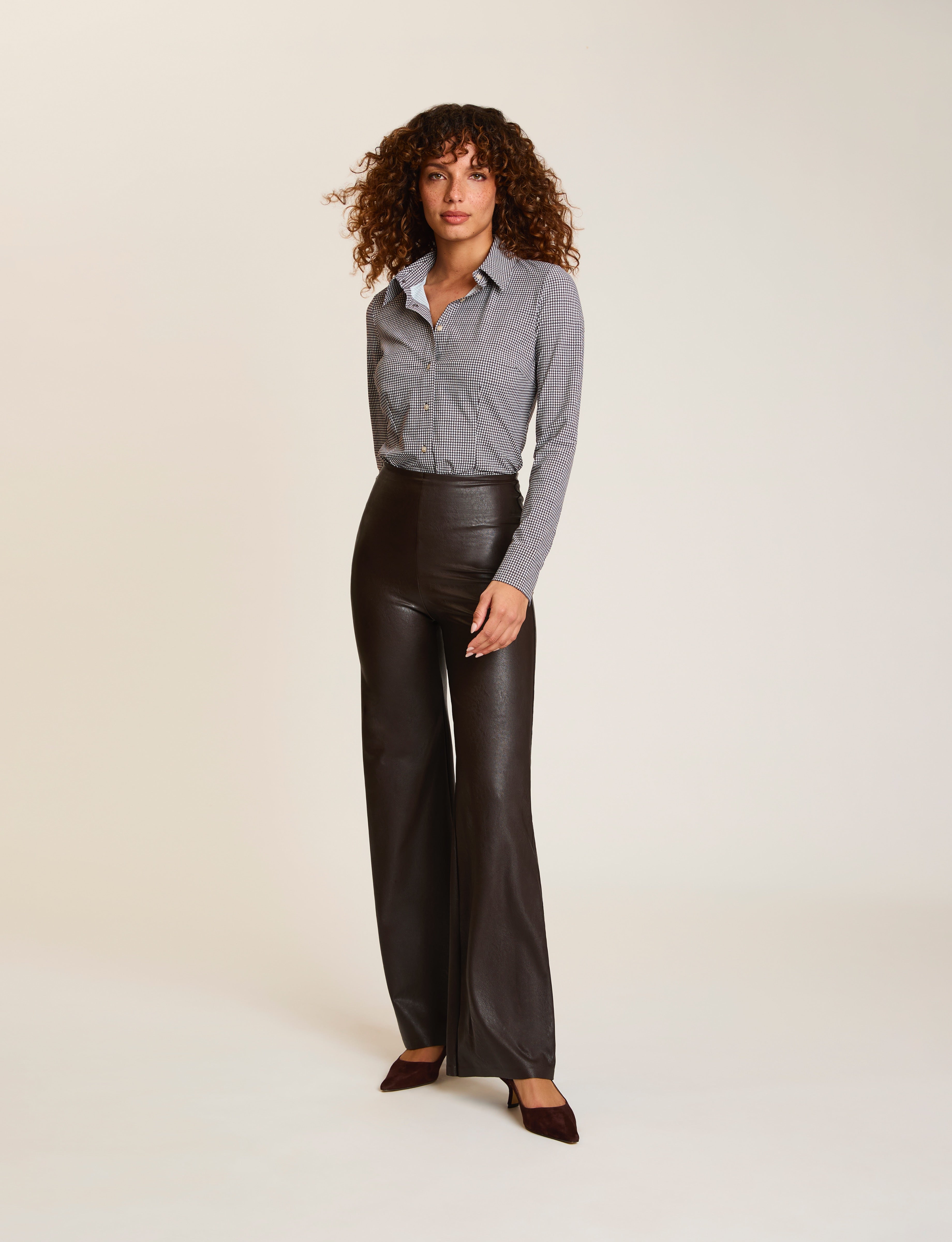 Faux Leather Wide Leg Pant