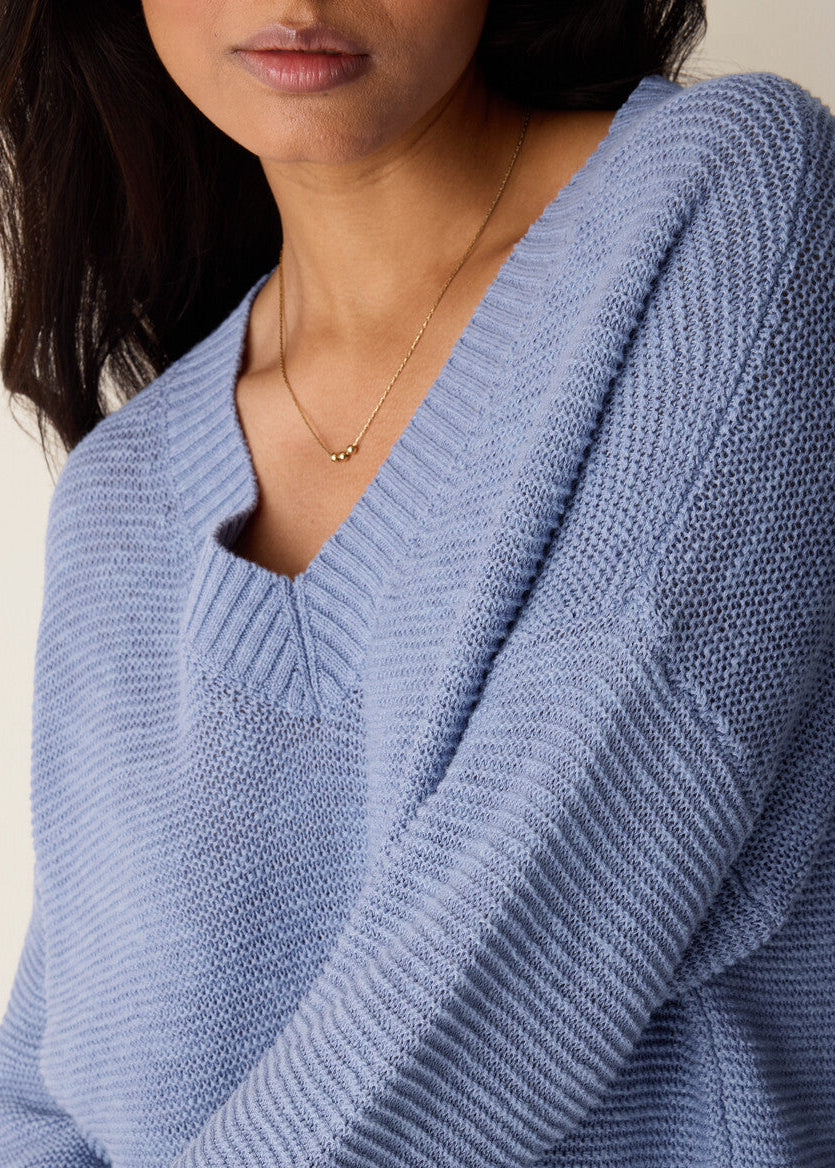 Organic Linen Cotton Slub V-Neck Top