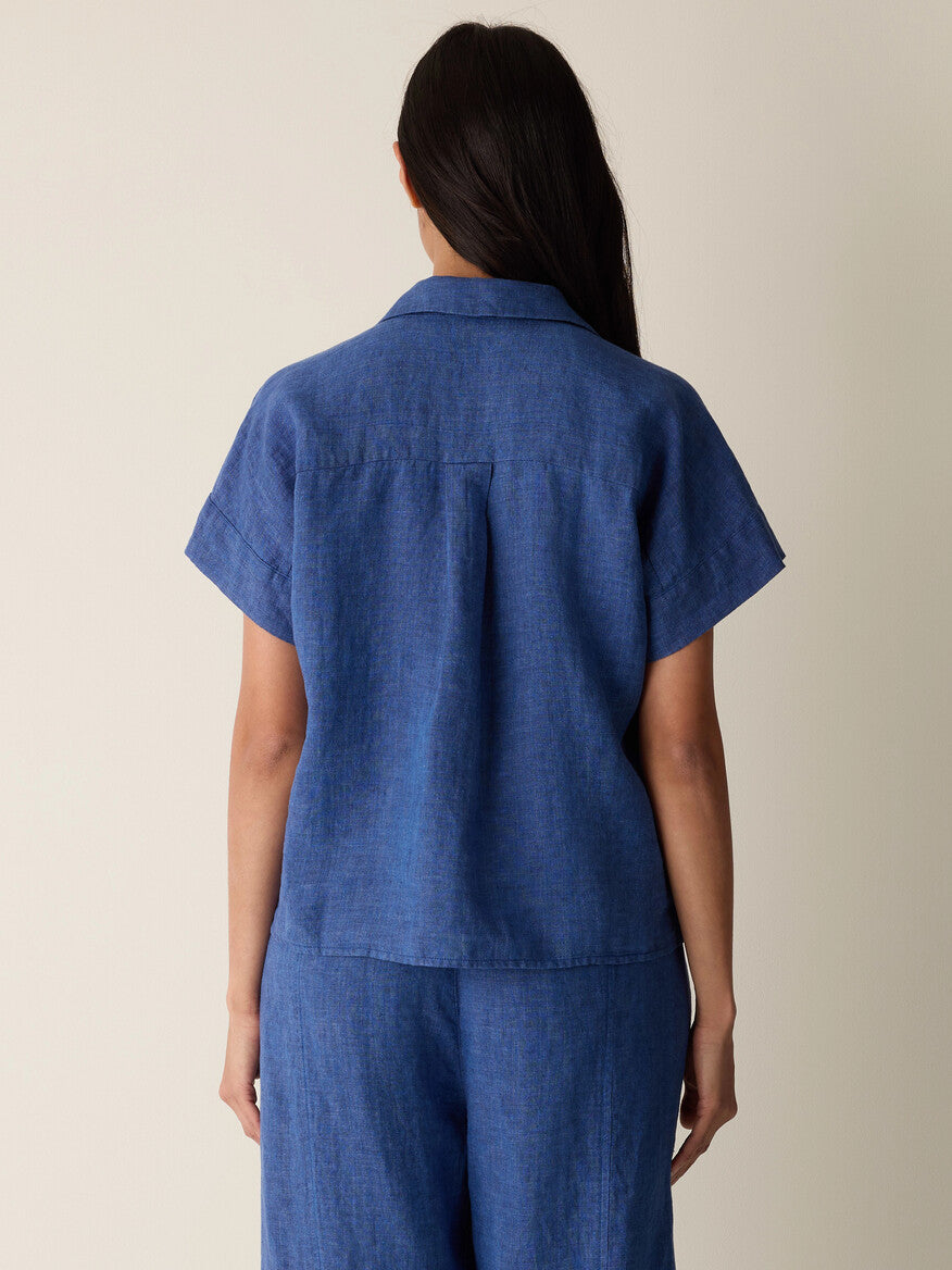 Washed Organic Linen Délavé Notch Collar Shirt