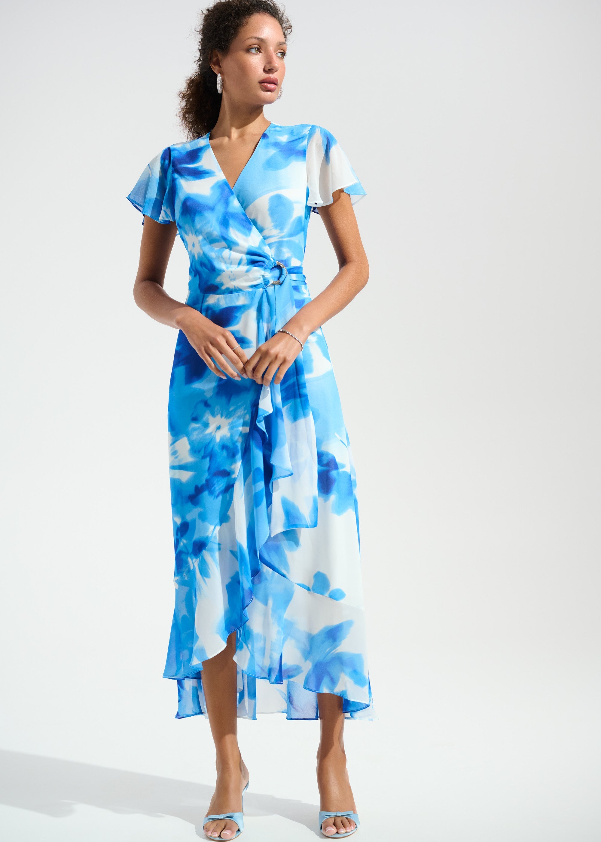 Chiffon Print Wrap Dress