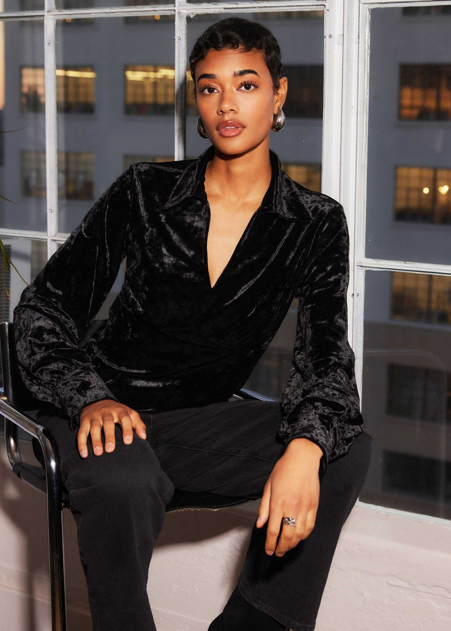 Bianca Collared Shirred Top