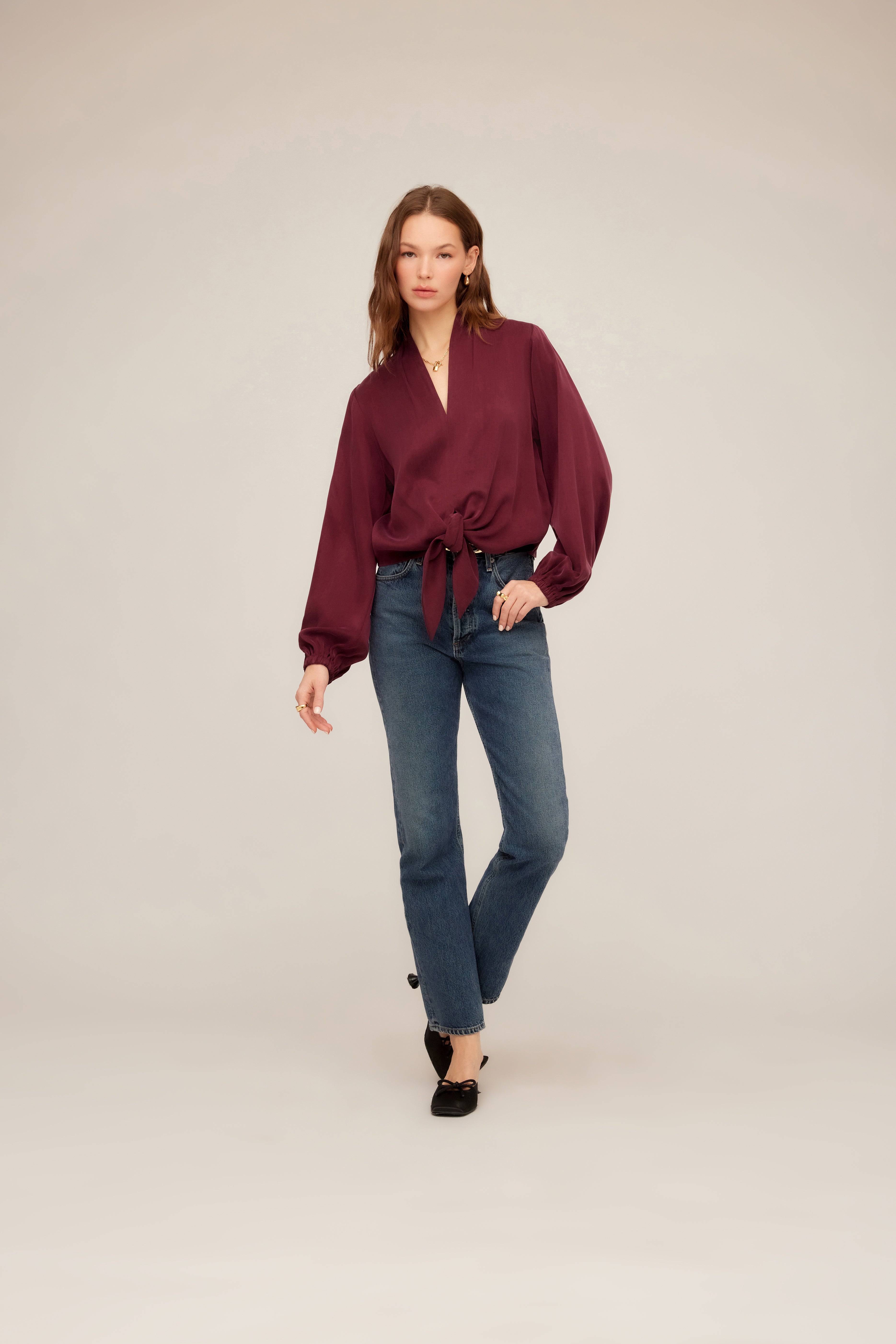 Scarlet Tie Front Top