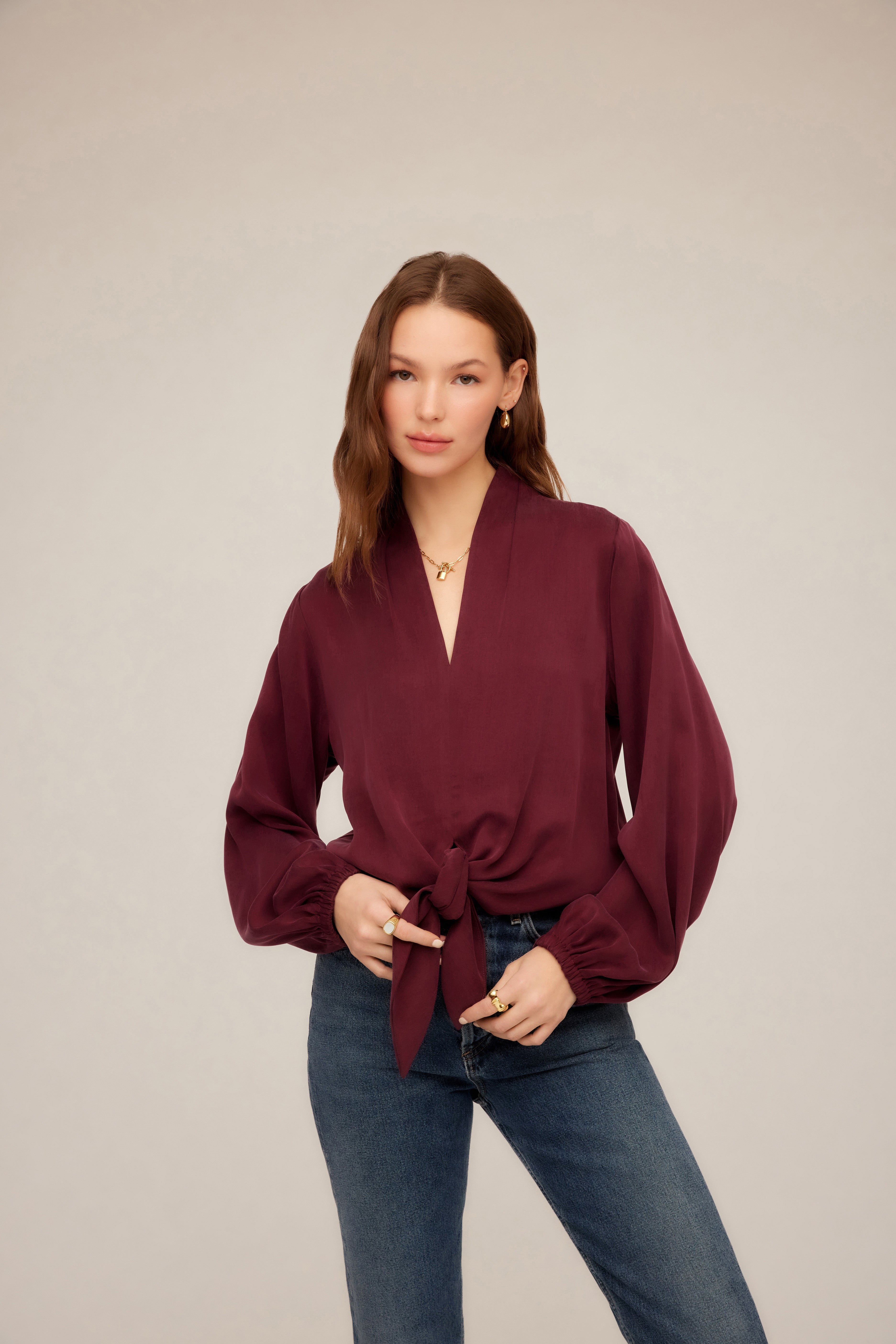 Scarlet Tie Front Top