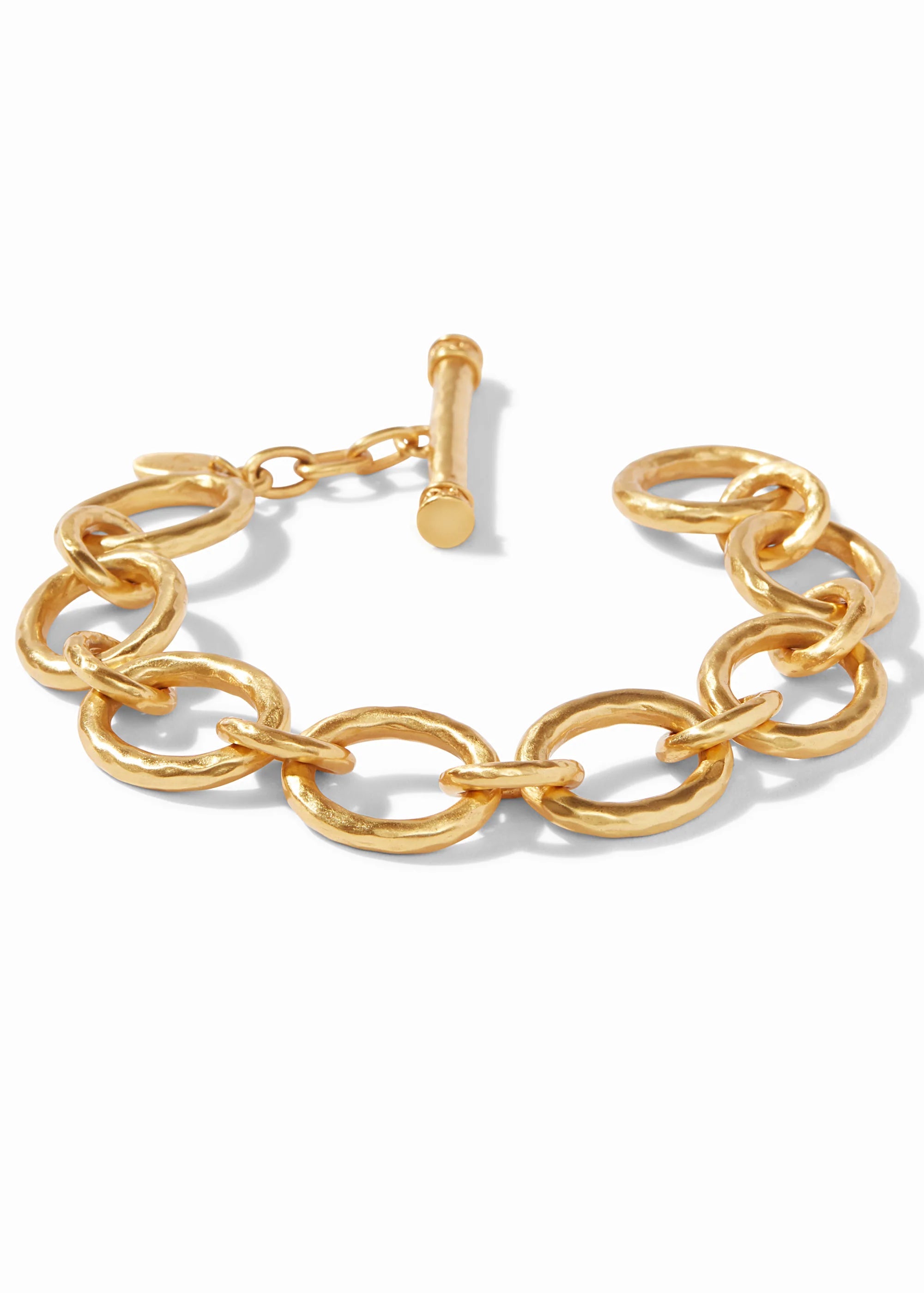 Gold chain bracelet on a white background