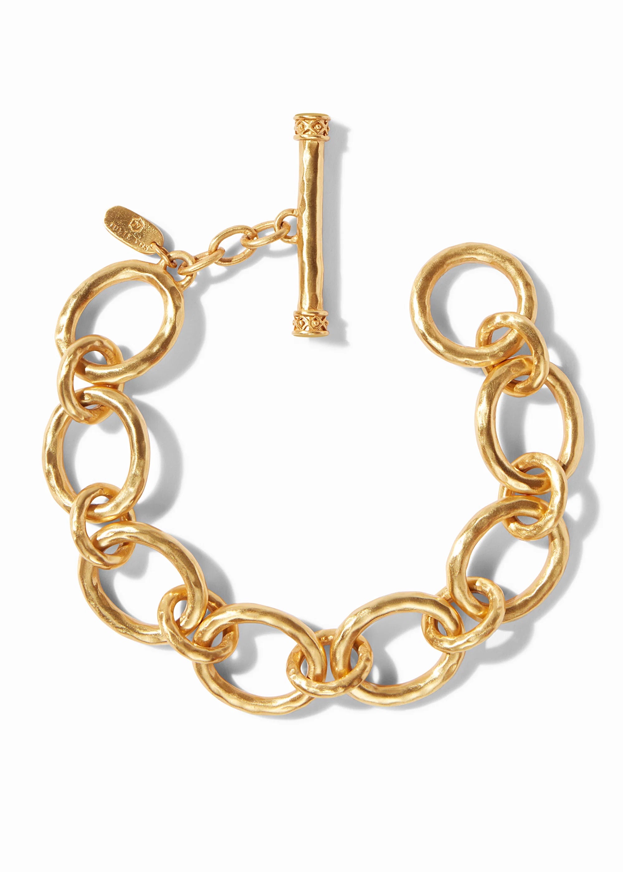 Gold chain bracelet on a white background