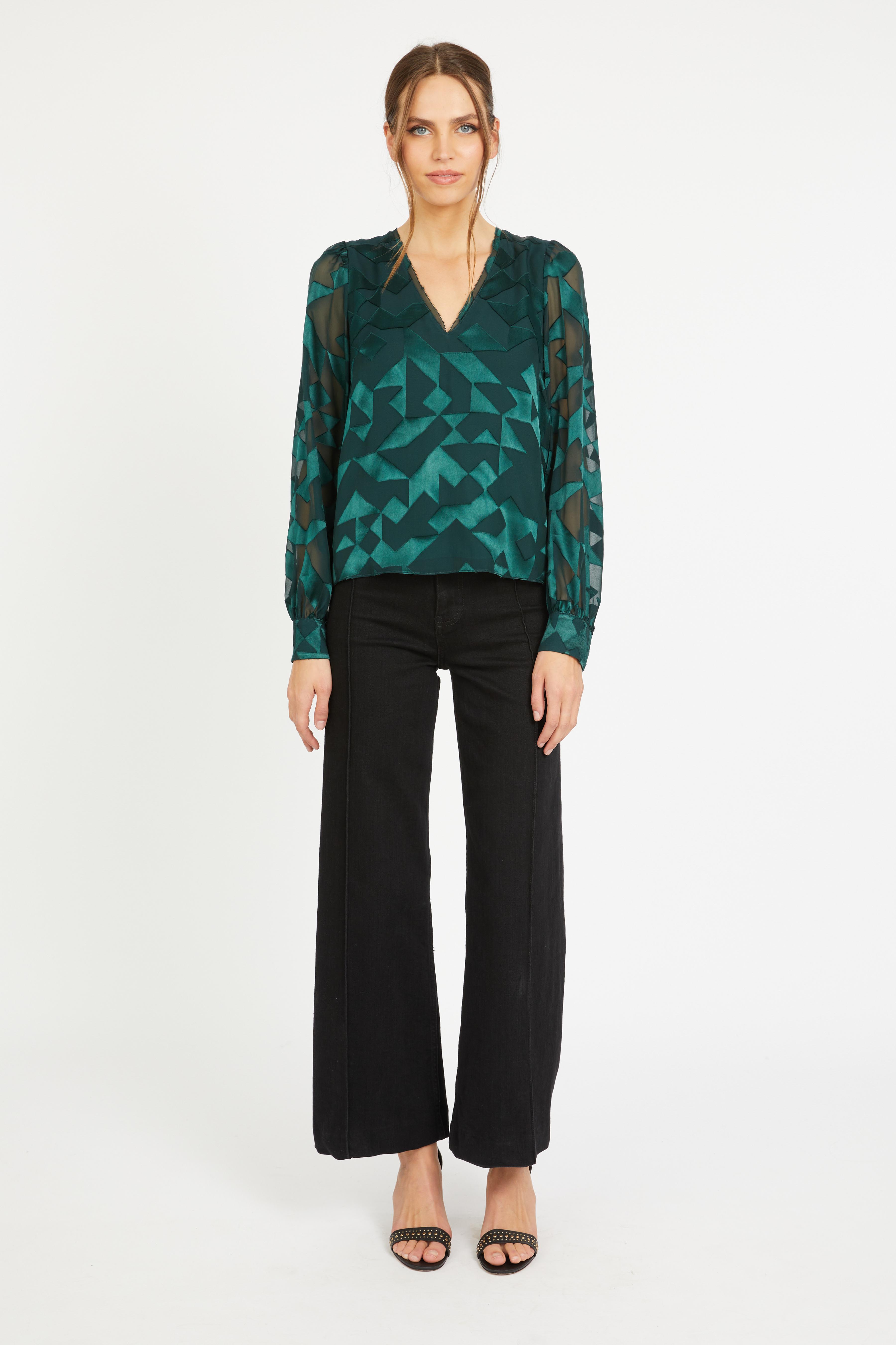Ruby Top Silk Geo Burnout