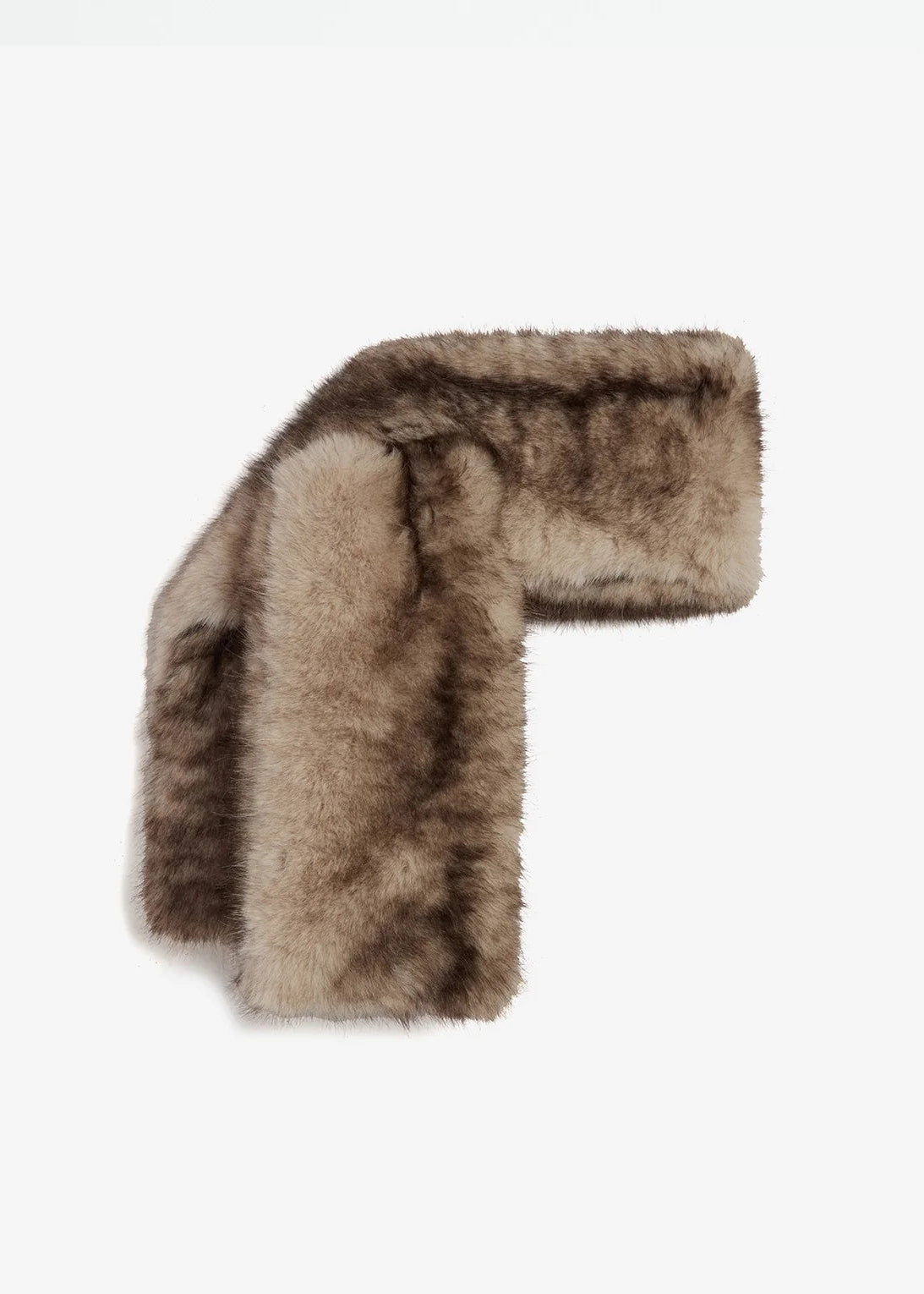 Brown faux fur scarf on a white background