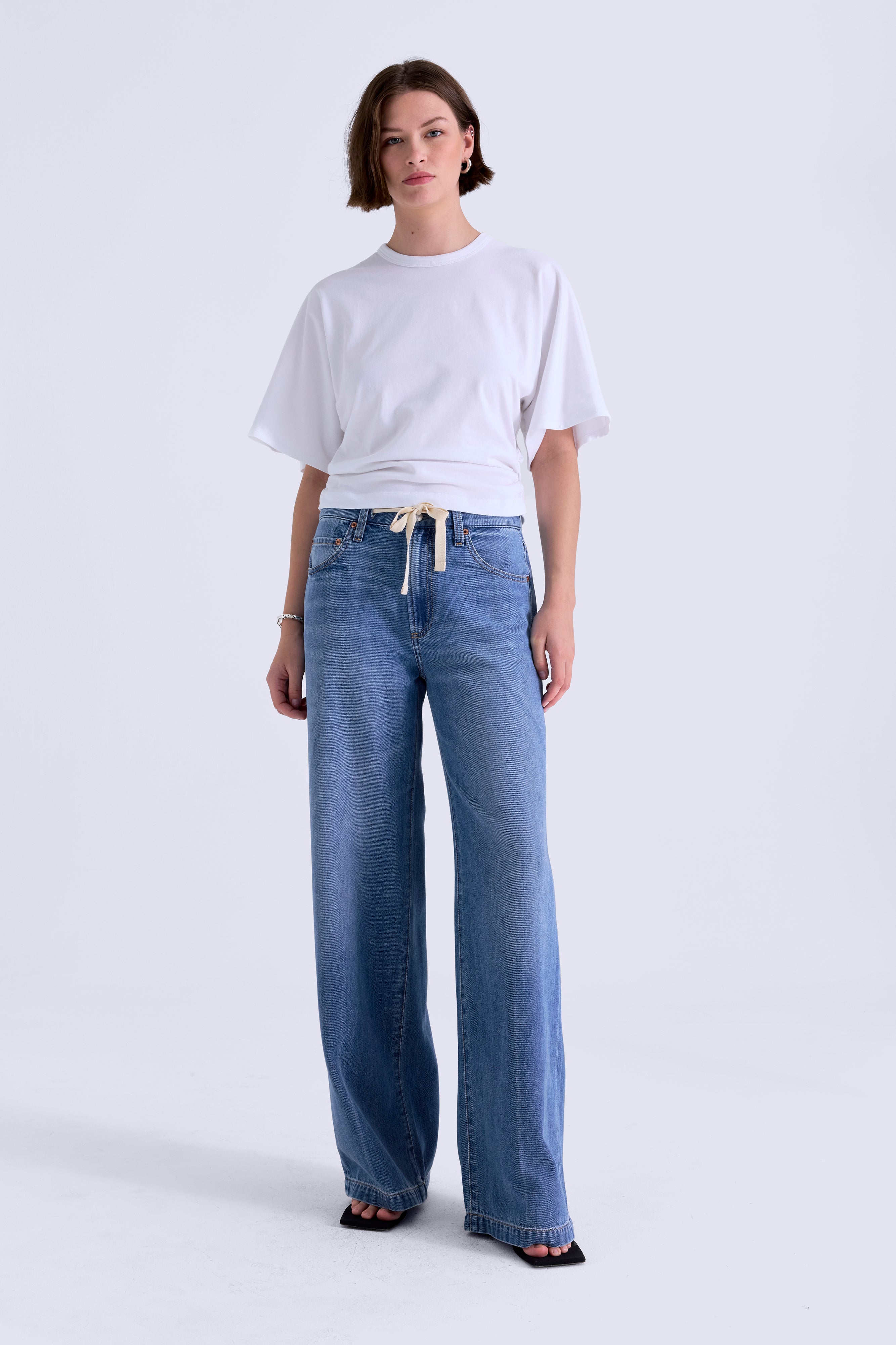 Jadyn Mid Rise Drawstring Palazzo Jean