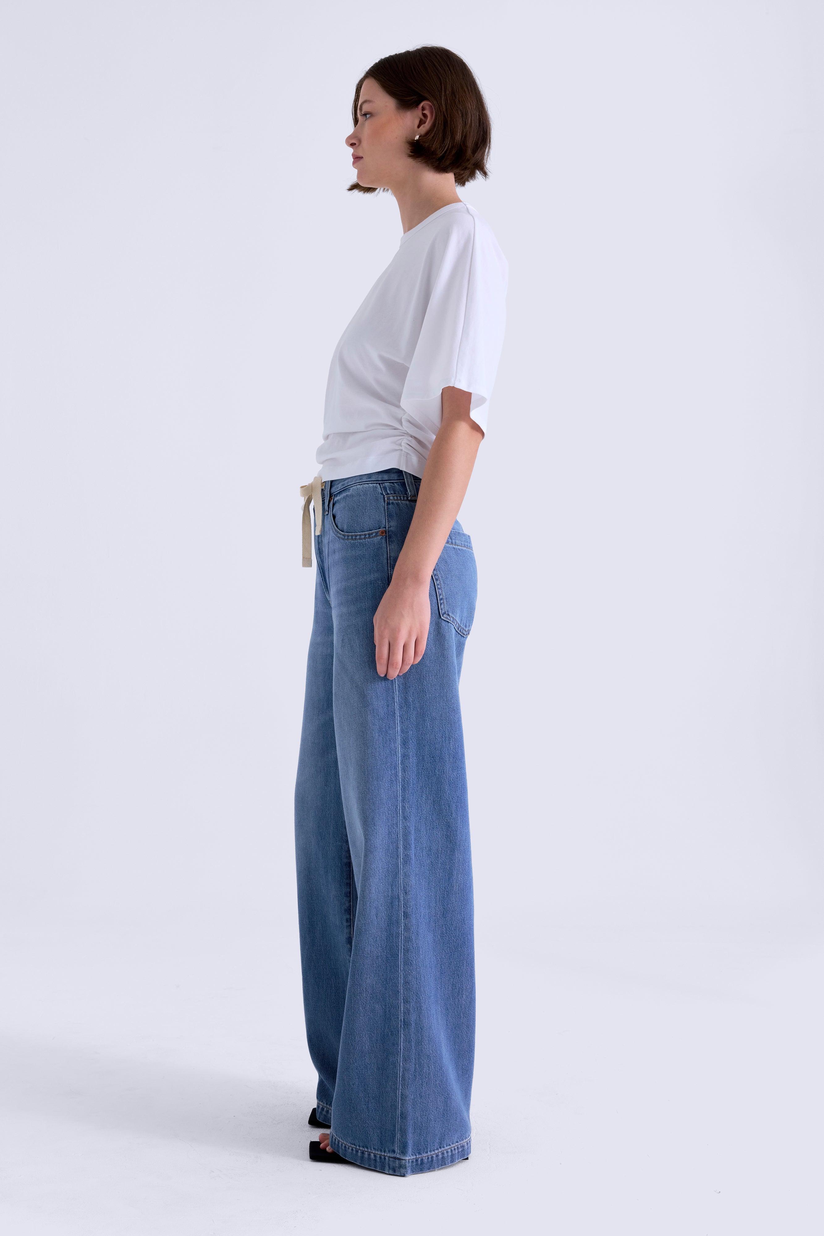 Jadyn Mid Rise Drawstring Palazzo Jean
