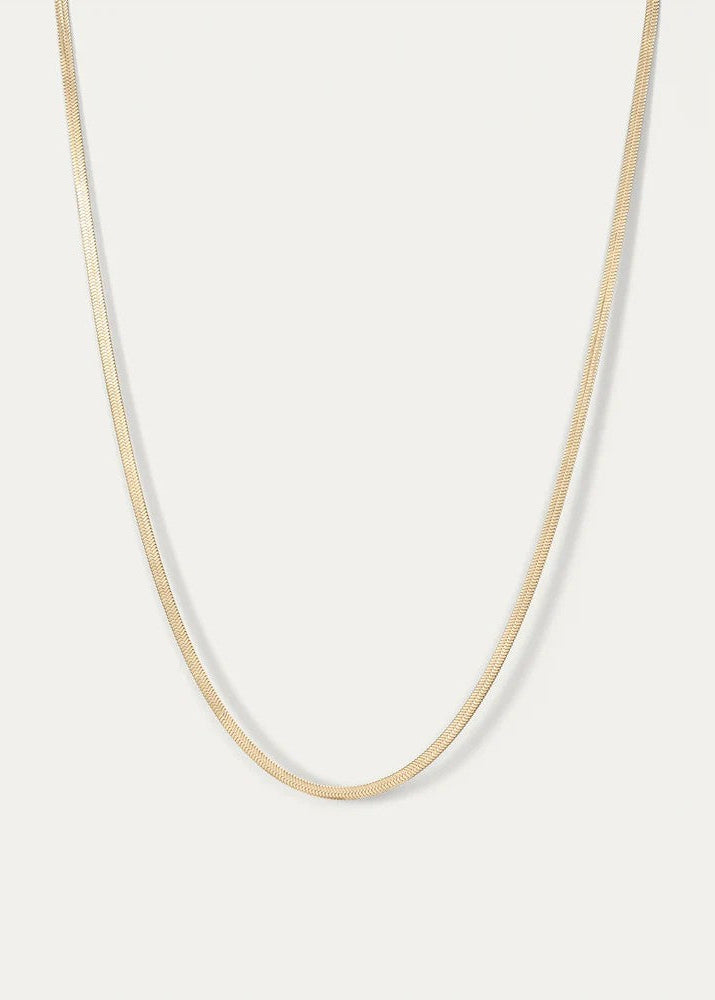 Gold chain necklace on a white background