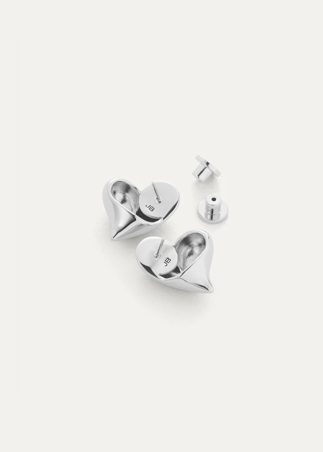 Art Heart Button Earrings - Silver