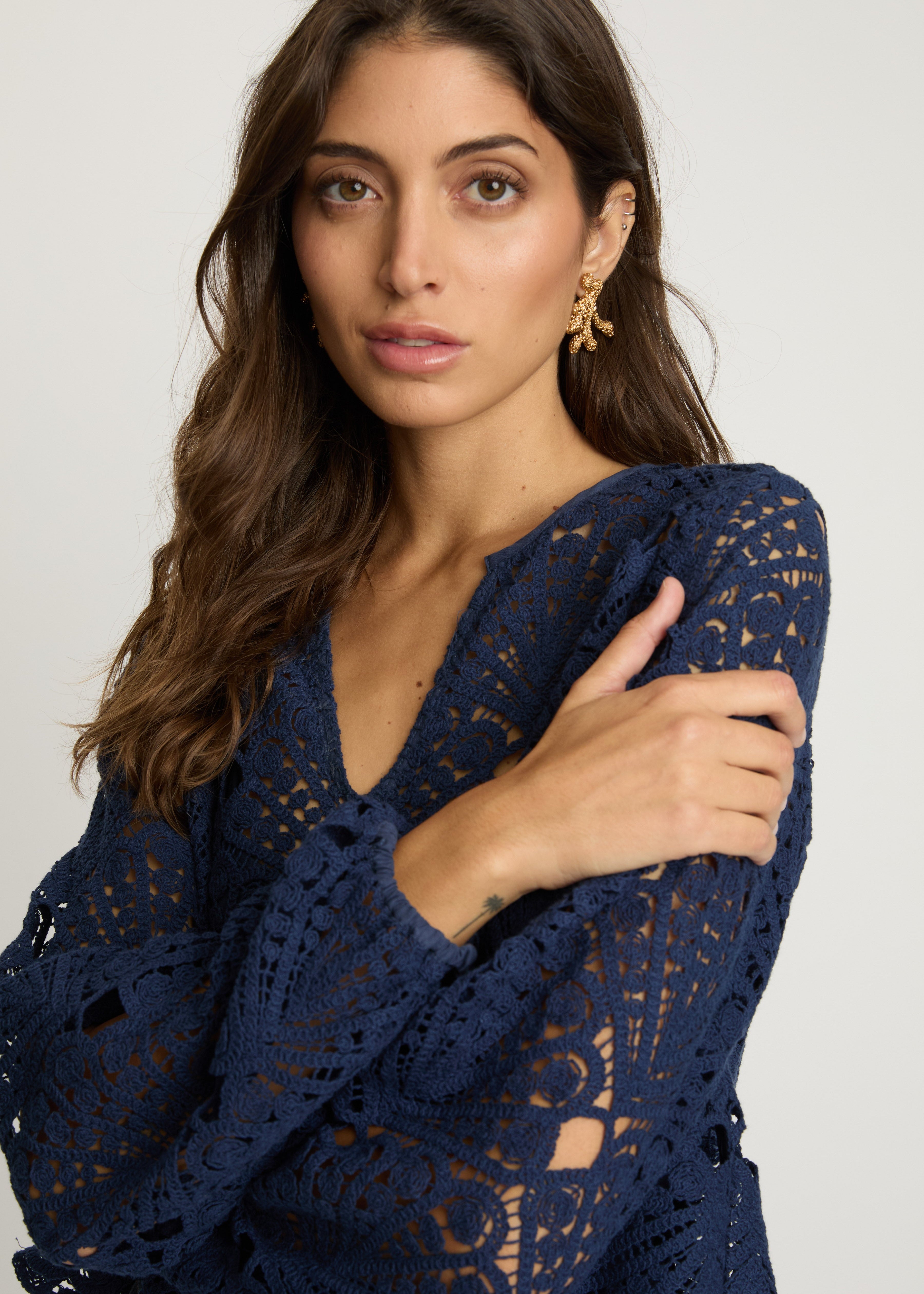 Woman in Blue top