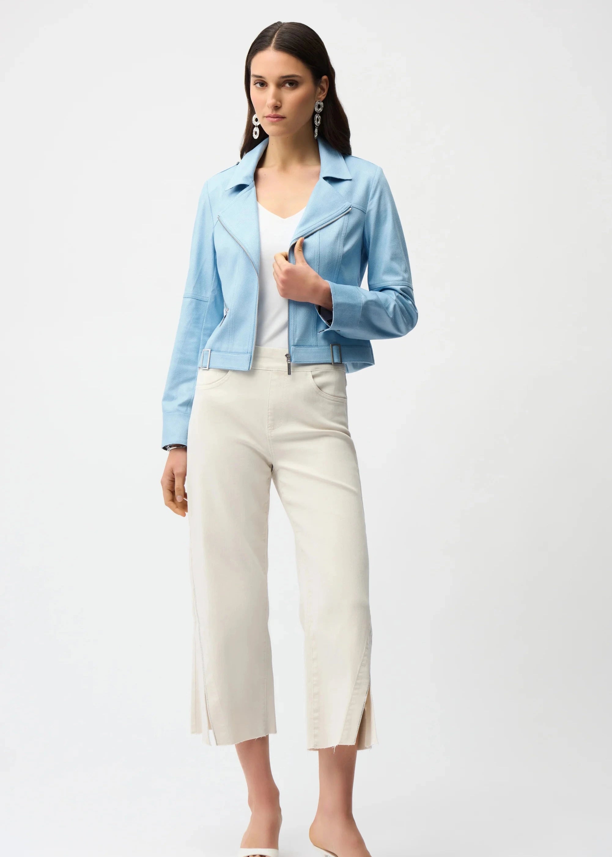 Foiled Faux Suede Fitted Jacket