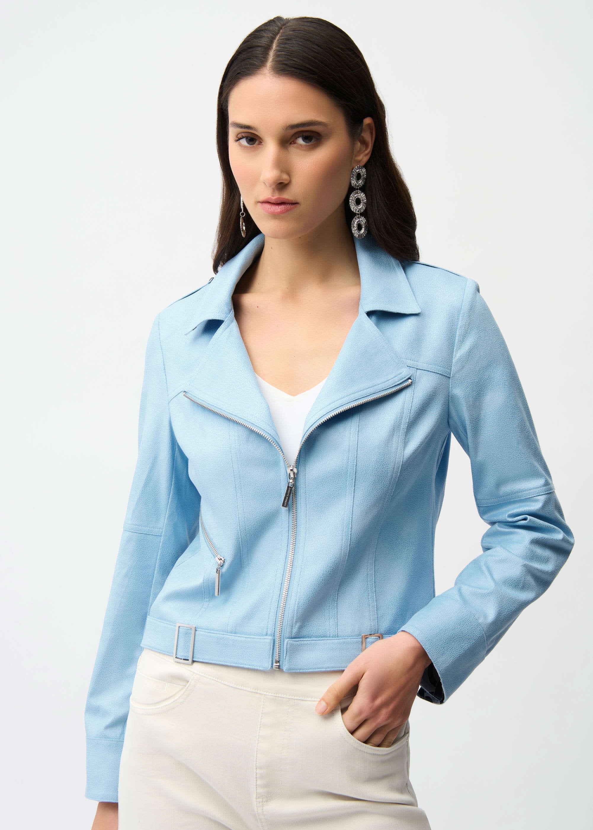 Foiled Faux Suede Fitted Jacket