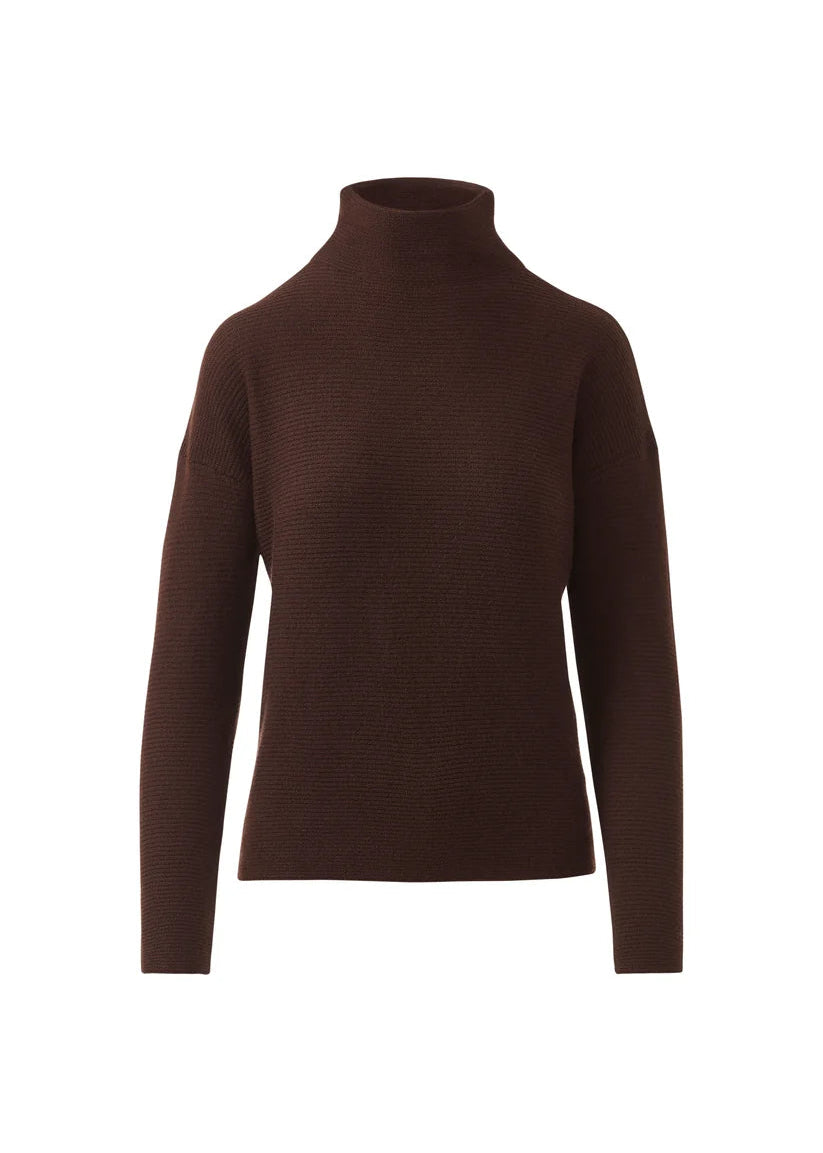 Brown turtleneck sweater on a white background