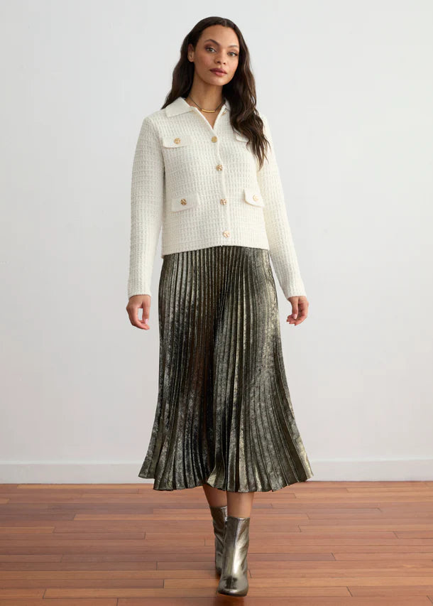 Metallic Pleated Skirt