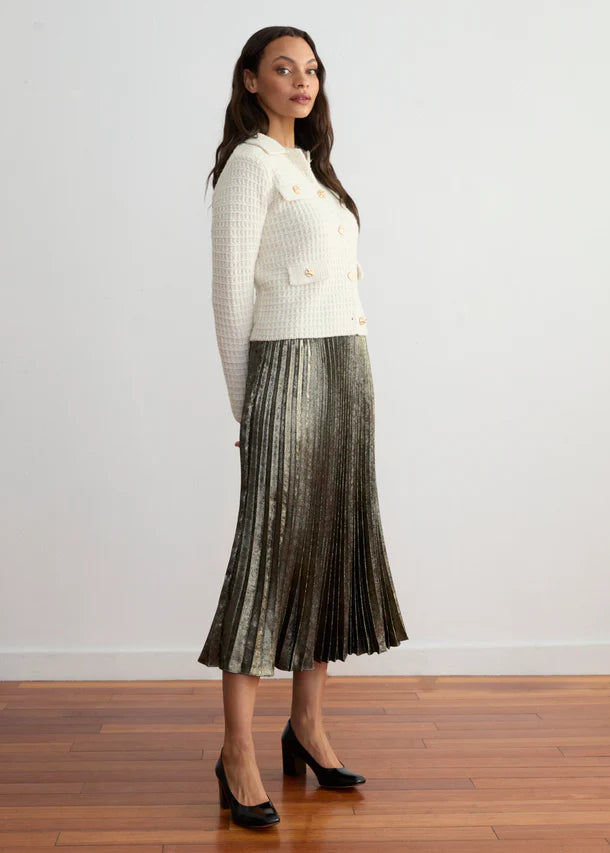 Metallic Pleated Skirt