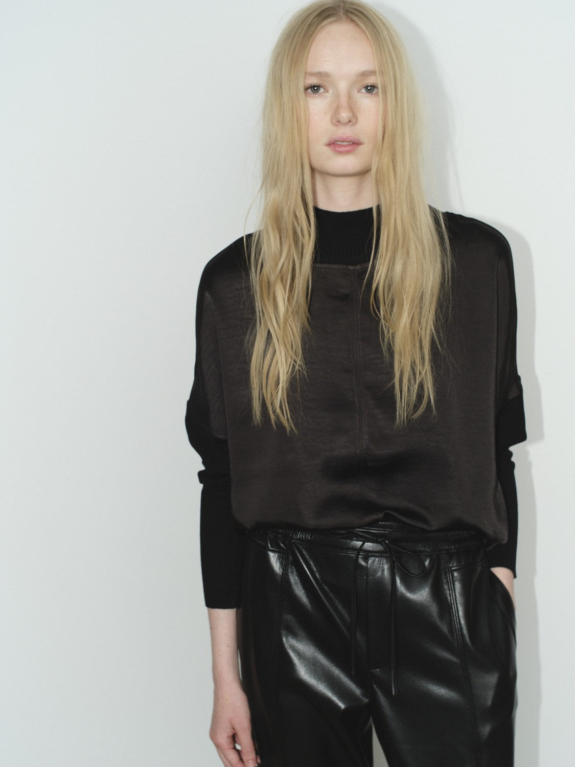 Harmony Mock Neck Satin Top