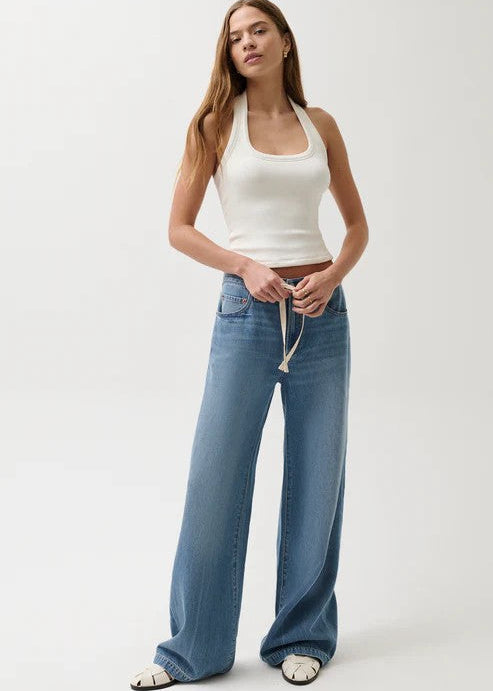 Jadyn Mid Rise Drawstring Palazzo Jean