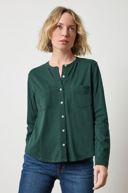 Mandarin Collar Buttondown Top