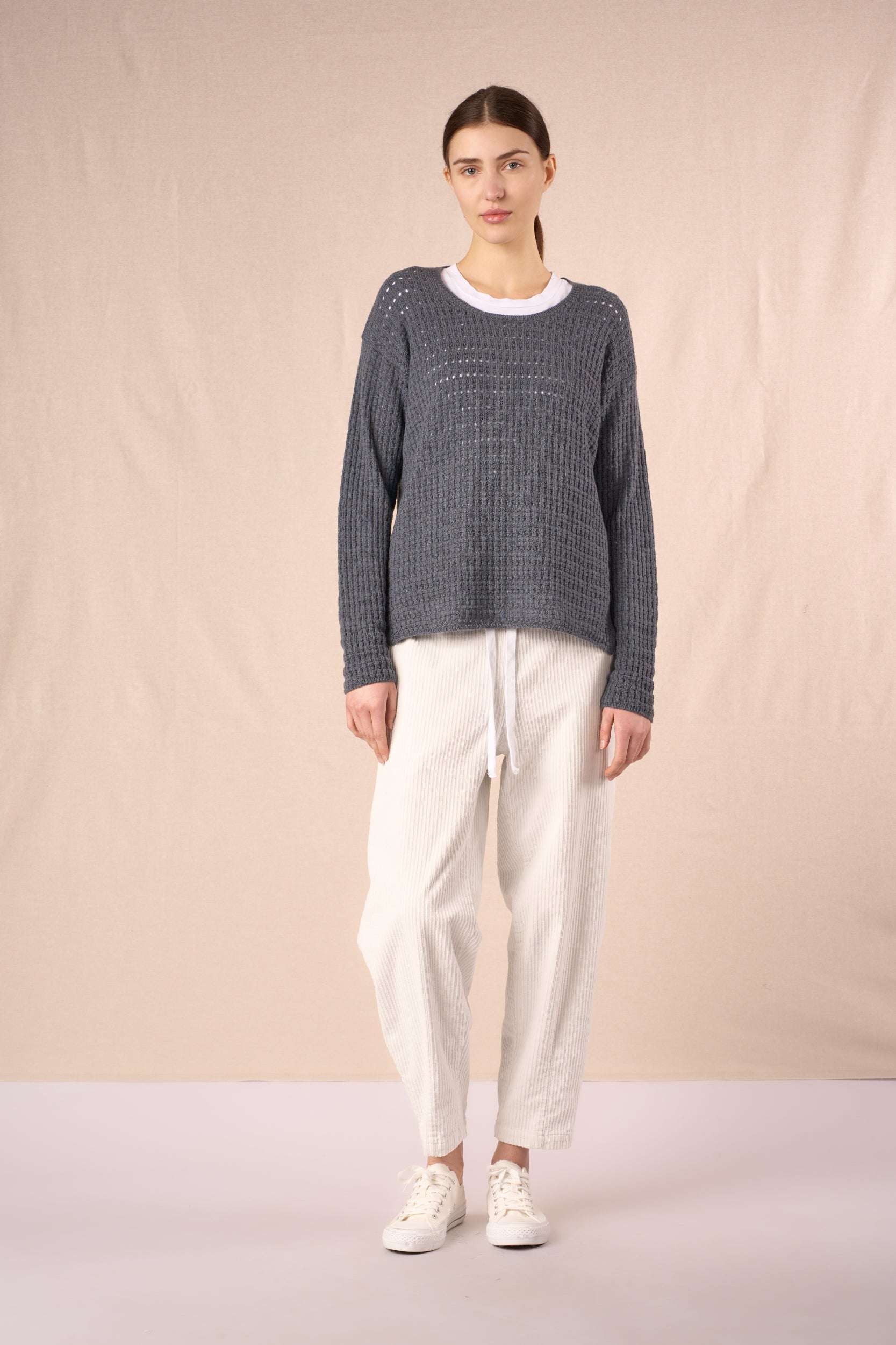 Polar Mesh Long Sleeve Crew Sweater