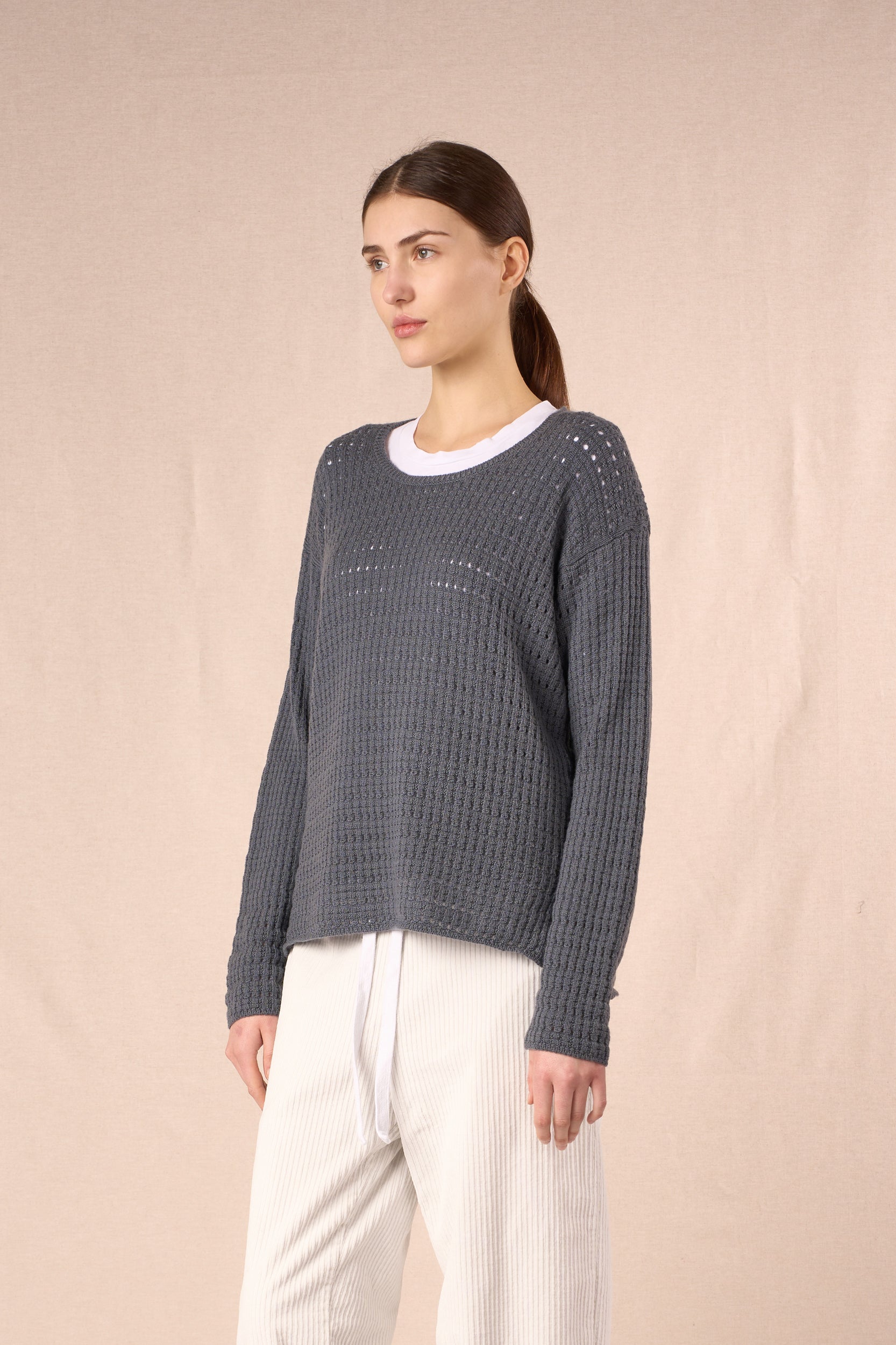 Polar Mesh Long Sleeve Crew Sweater