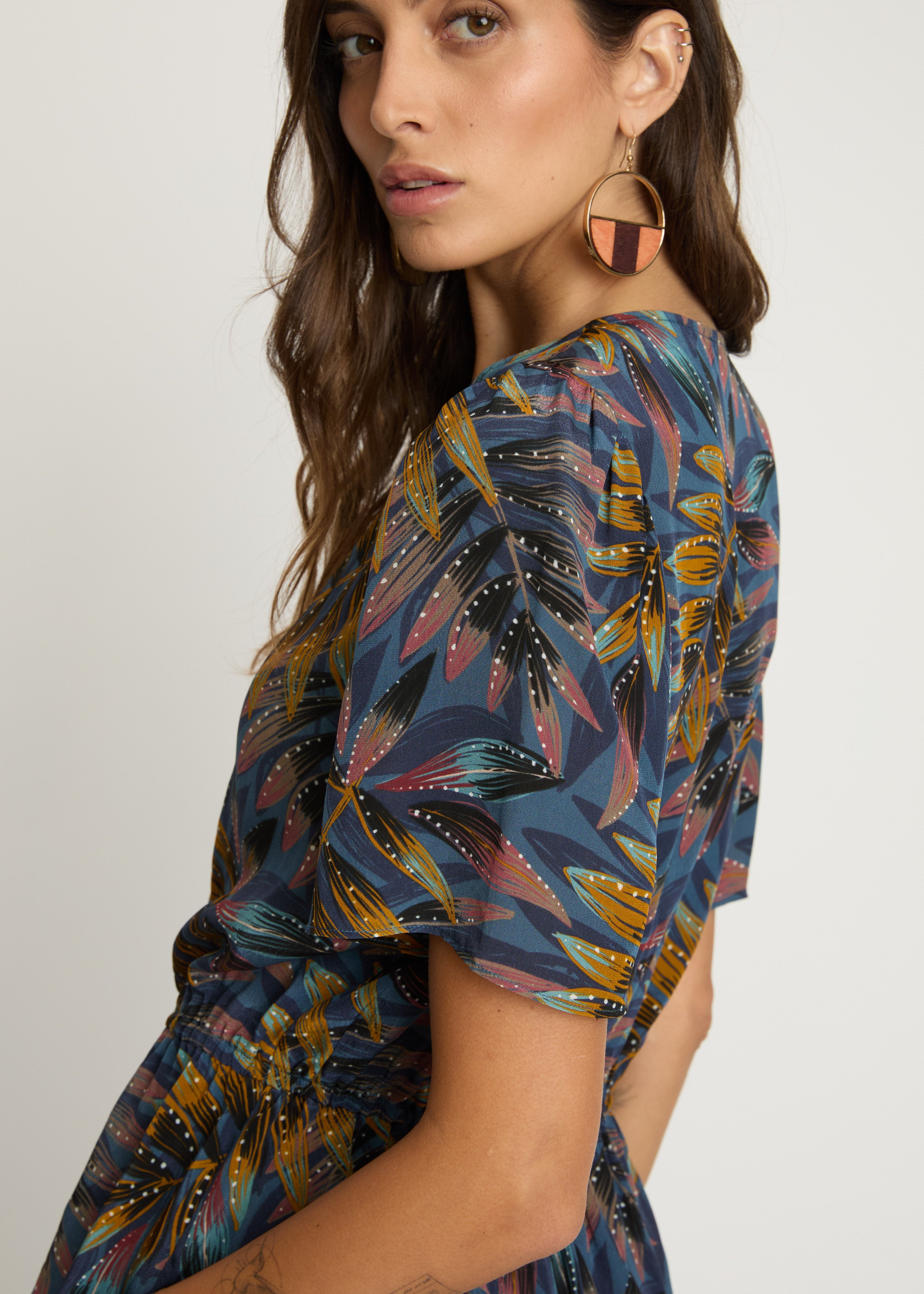 Woman in Print Top