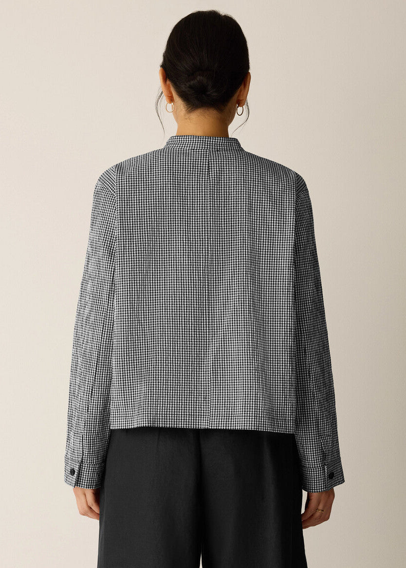 Organic Cotton Pucker Check Shirt Jacket