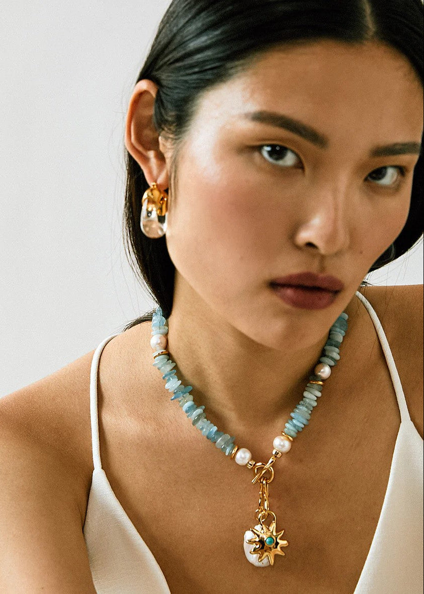 Mood Necklace in Aquamarine